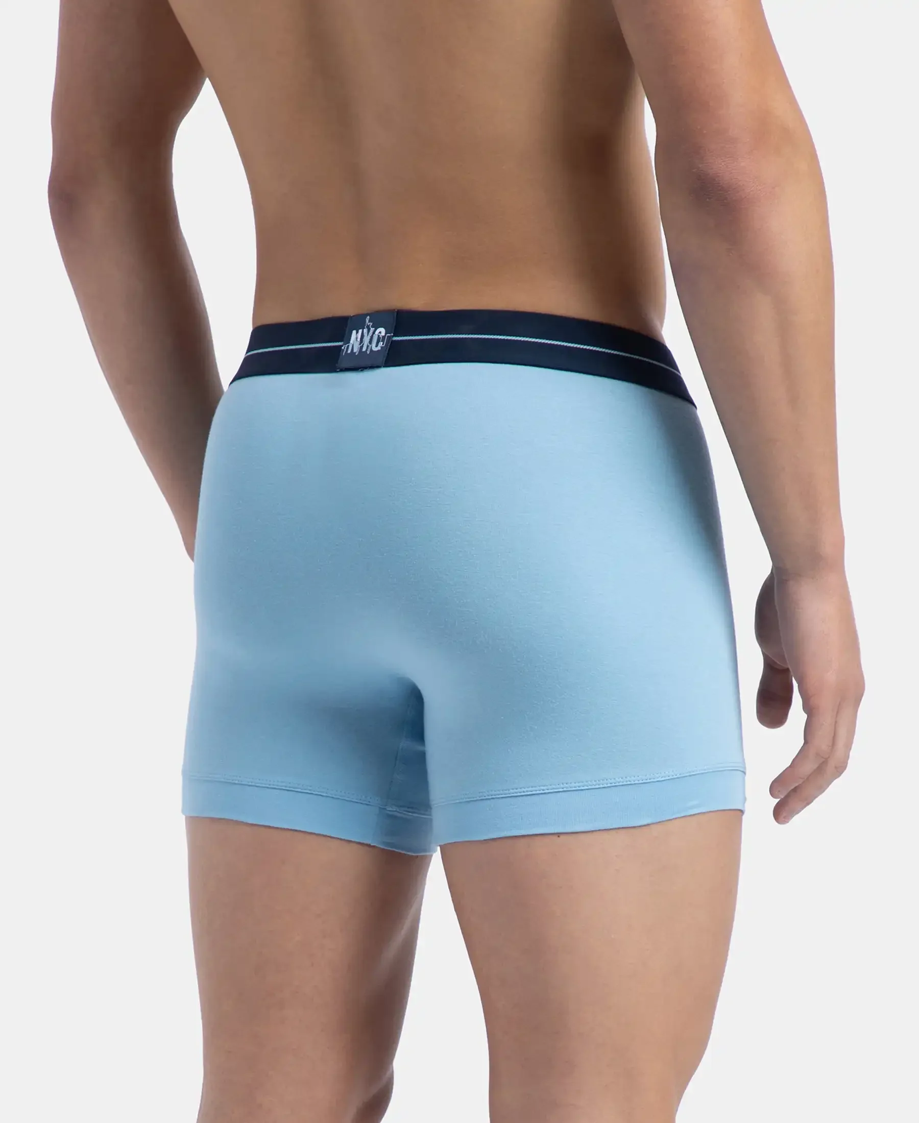 Super Combed Cotton Elastane Stretch Solid Trunk with Ultrasoft Waistband - Navy & Dusk Blue (Pack of 2) - Image 7