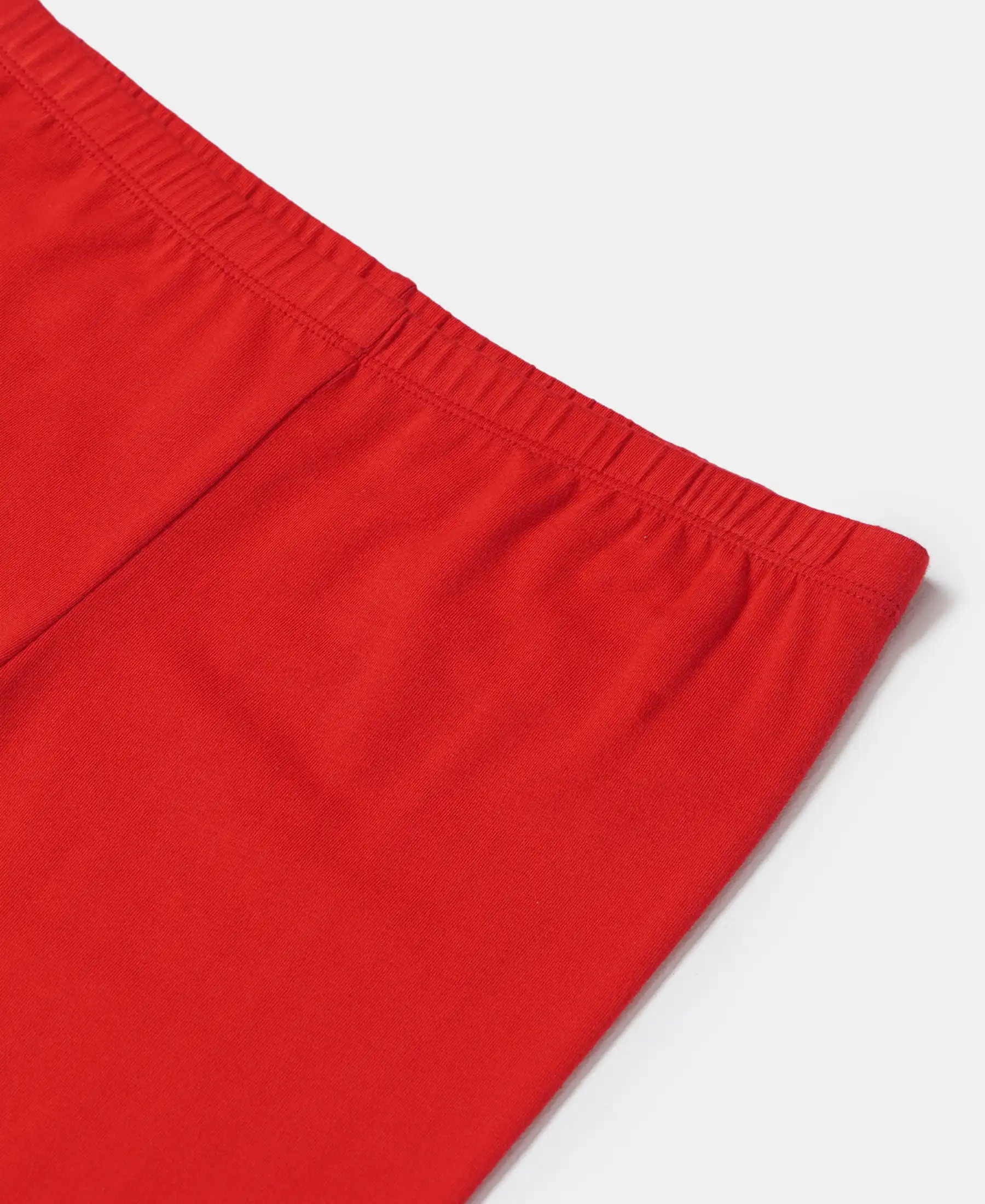 Girl's Super Combed Cotton Elastane Stretch Three Quarter Leggings - Rio Red - Image 3