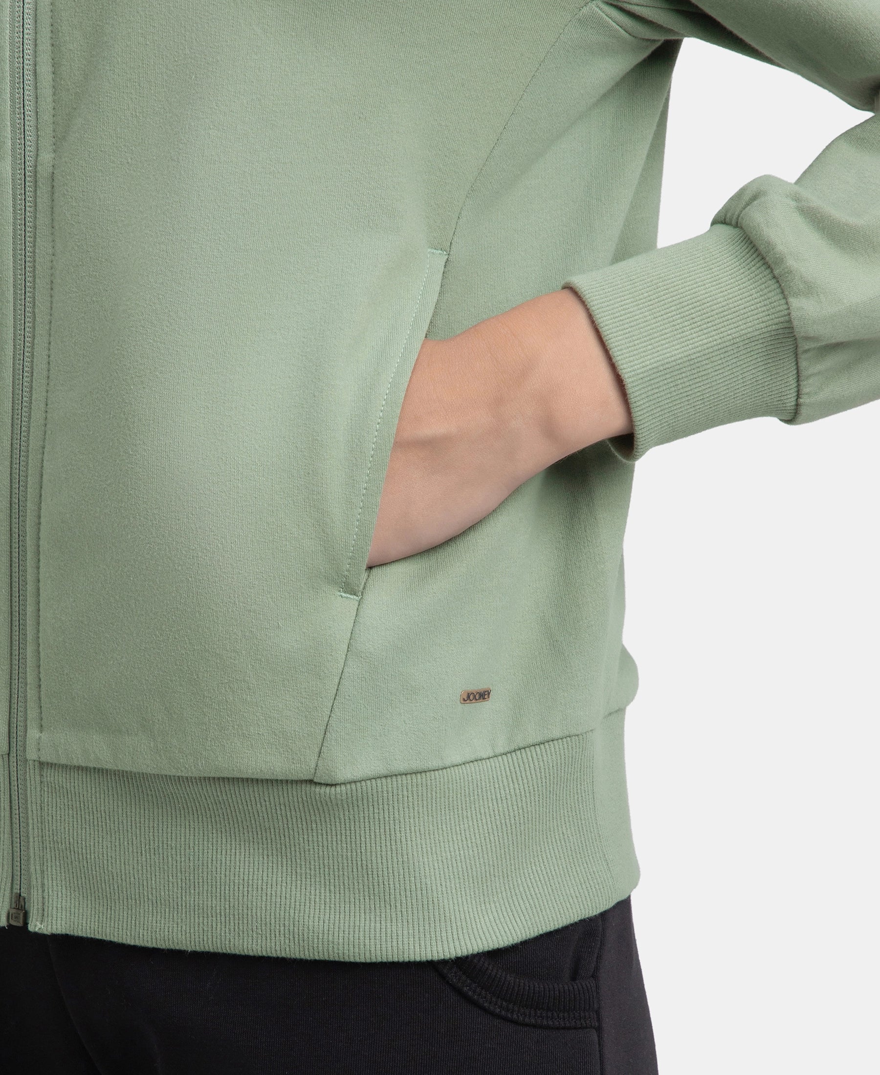 Super Combed Cotton French Terry Drop Shoulder Styled Jacket with Ribbed Cuff and Hem - Iceberg Green - Image 8