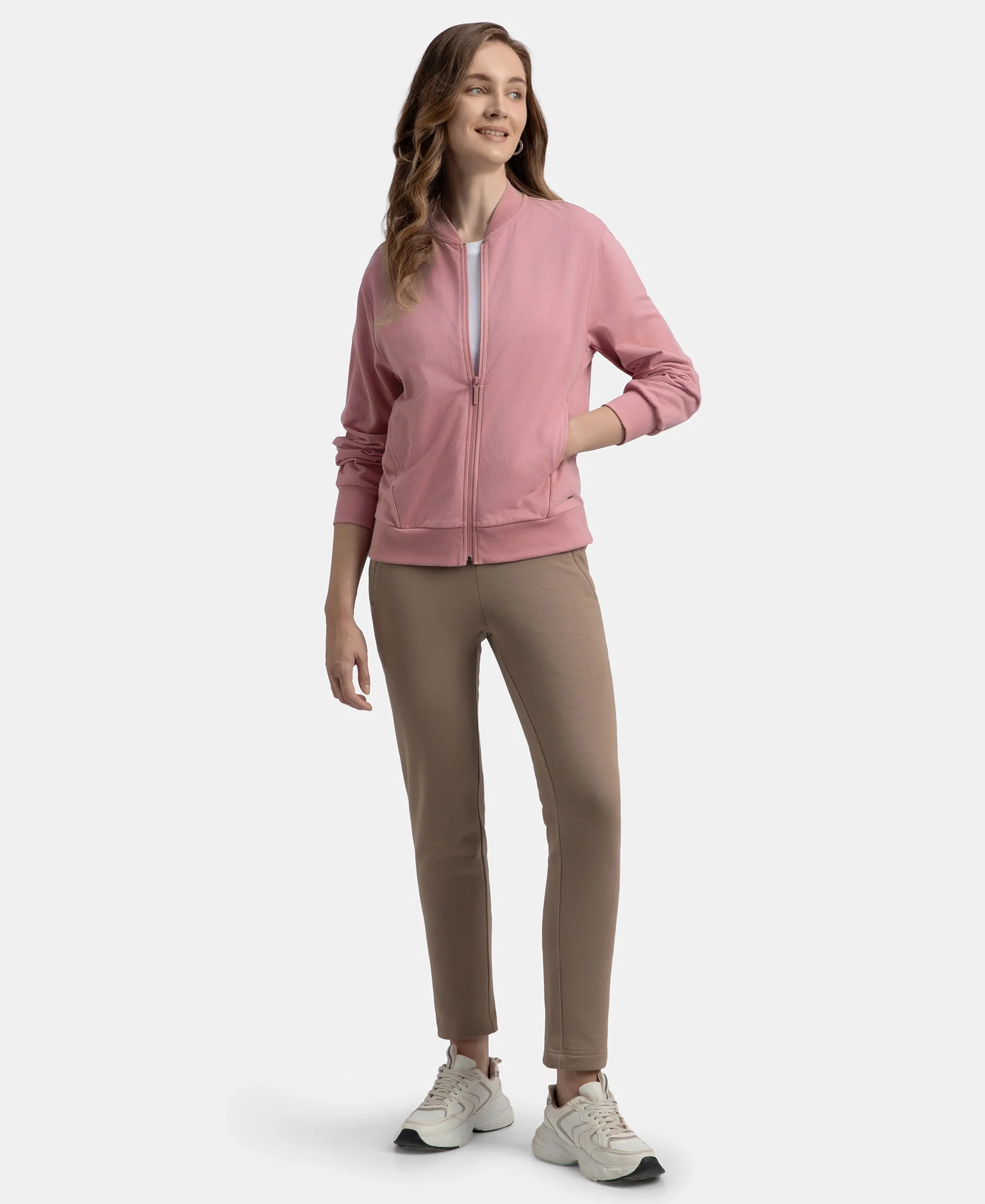Super Combed Cotton French Terry Drop Shoulder Styled Jacket with Ribbed Cuff and Hem - Lilas - Image 4