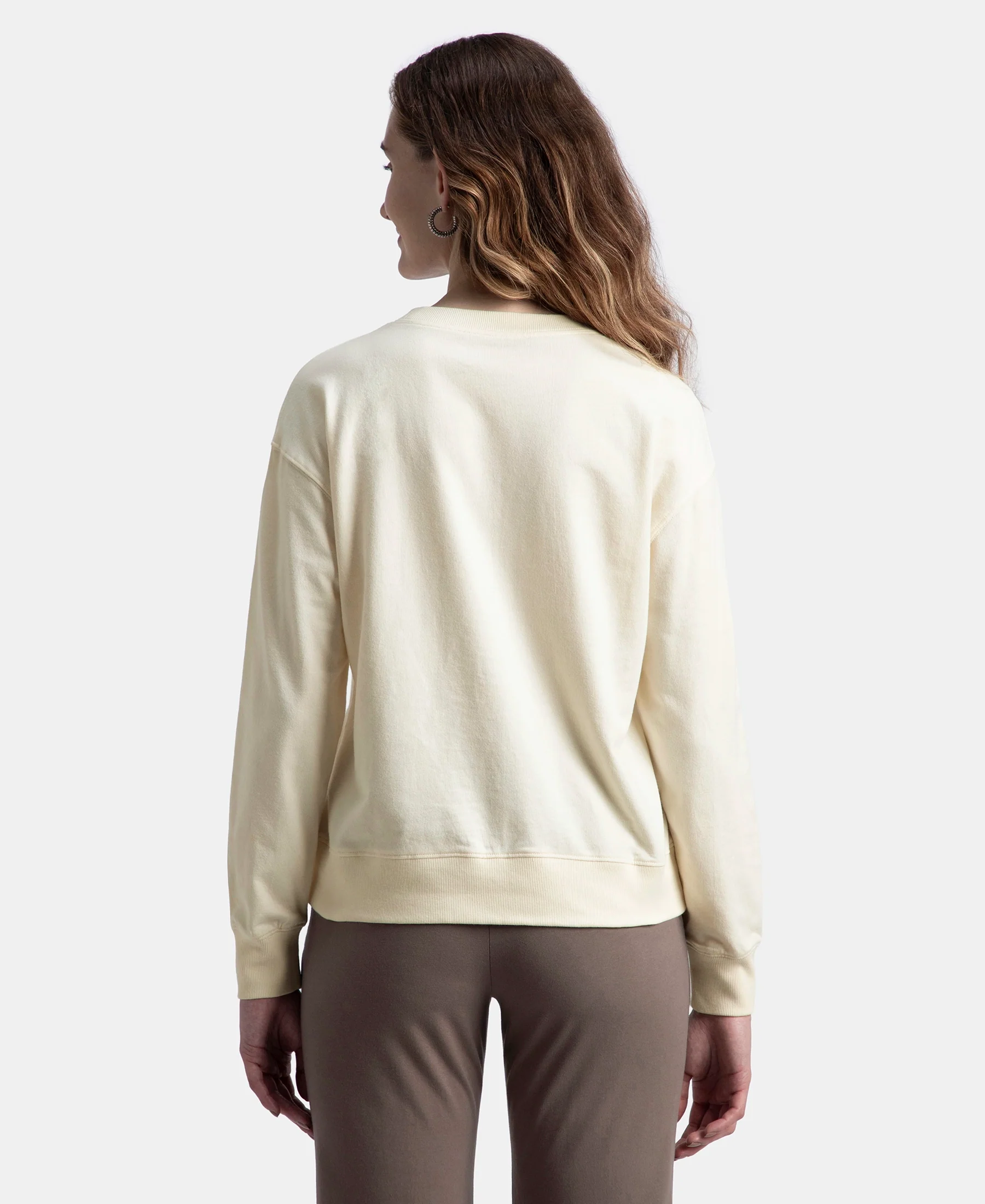 Super Combed Cotton French Terry Fabric Printed Sweatshirt - Antique White - Image 3