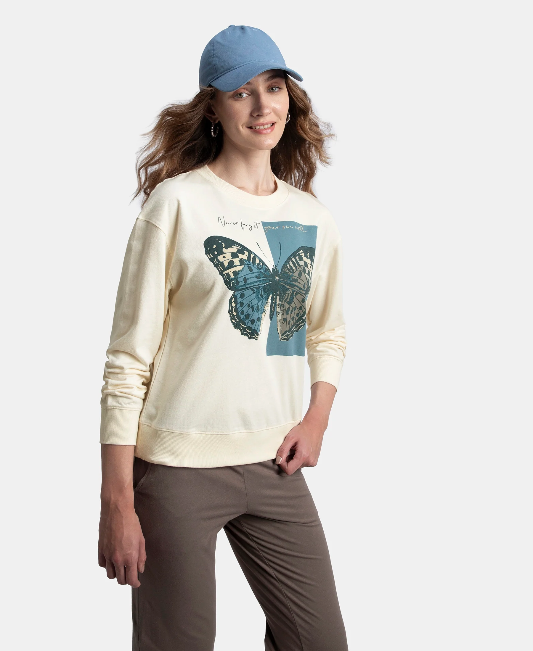 Super Combed Cotton French Terry Fabric Printed Sweatshirt - Antique White - Image 5