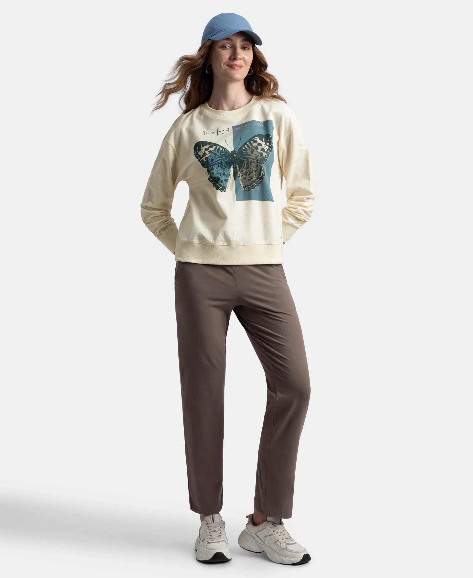 Super Combed Cotton French Terry Fabric Printed Sweatshirt - Antique White - Image 6