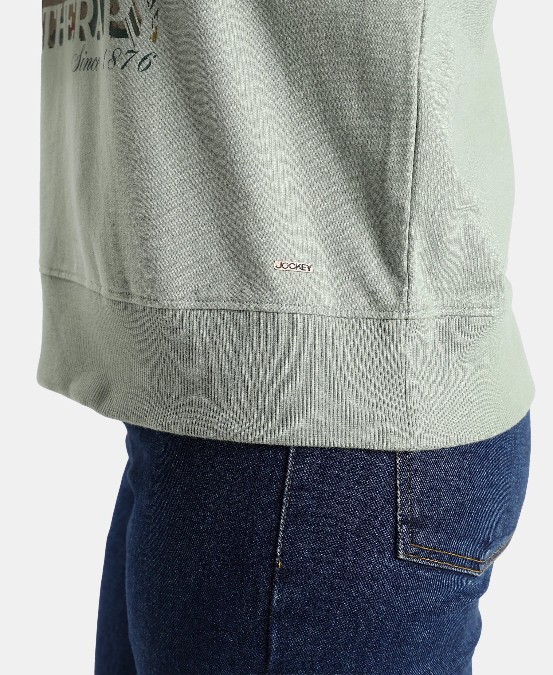 Super Combed Cotton French Terry Fabric Printed Sweatshirt - Iceberg Green - Image 8