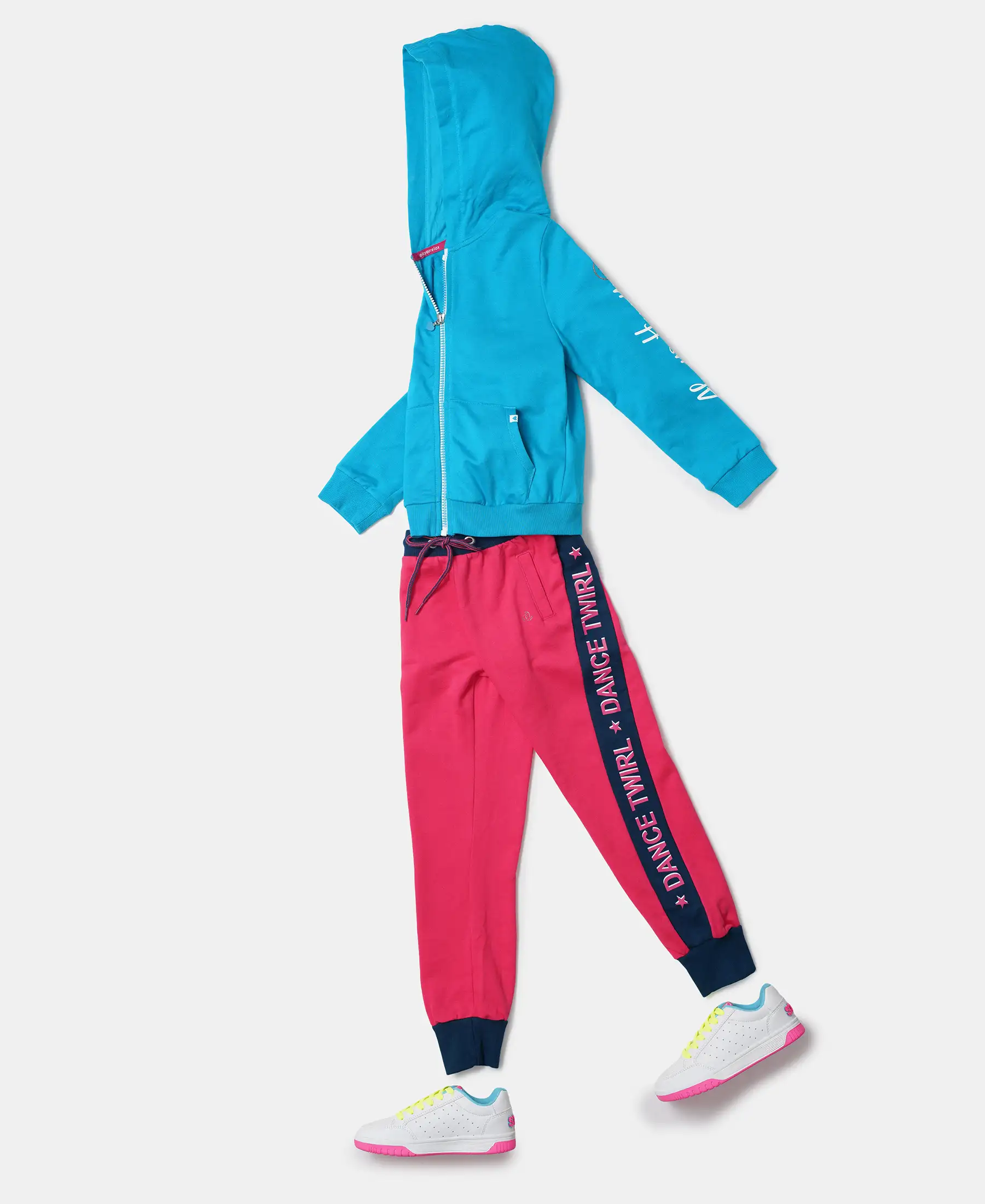 Girl's Super Combed Cotton French Terry Graphic Printed Hoodie Jacket - Sky Dive - Image 4