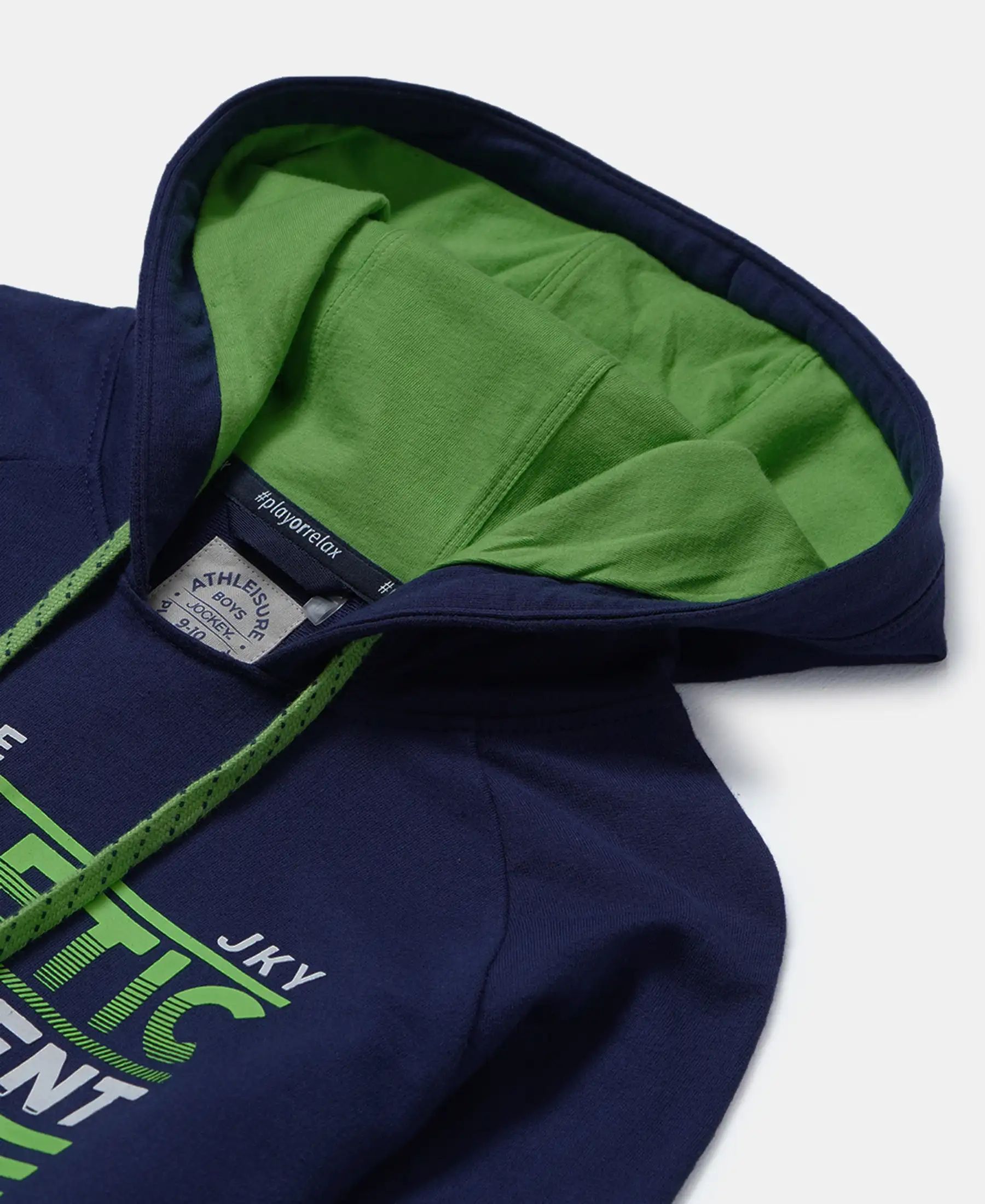 Boy's Super Combed Cotton French Terry Graphic Printed Hoodie Sweatshirt - Dark Indigo Den - Image 3