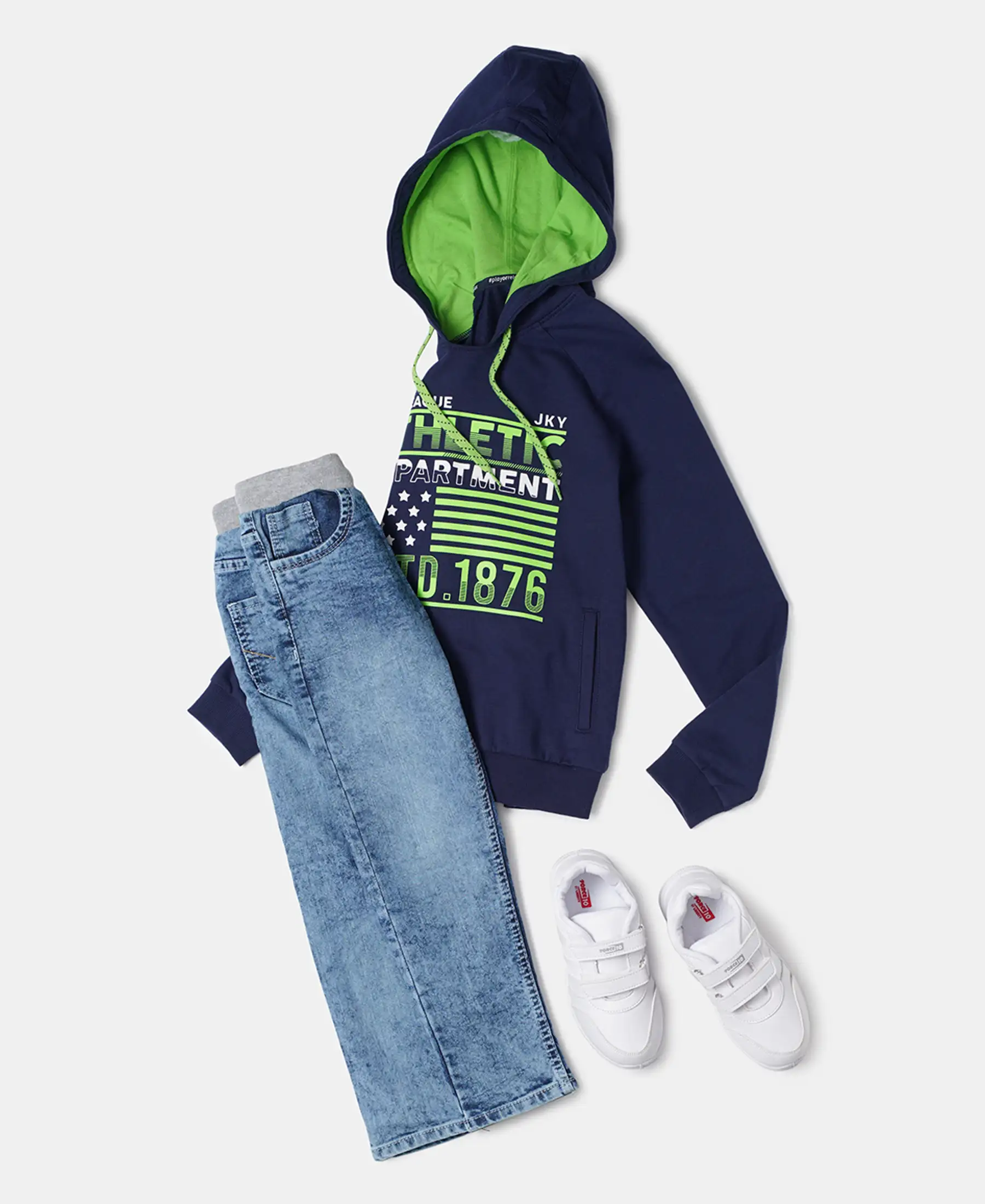 Boy's Super Combed Cotton French Terry Graphic Printed Hoodie Sweatshirt - Dark Indigo Den - Image 4