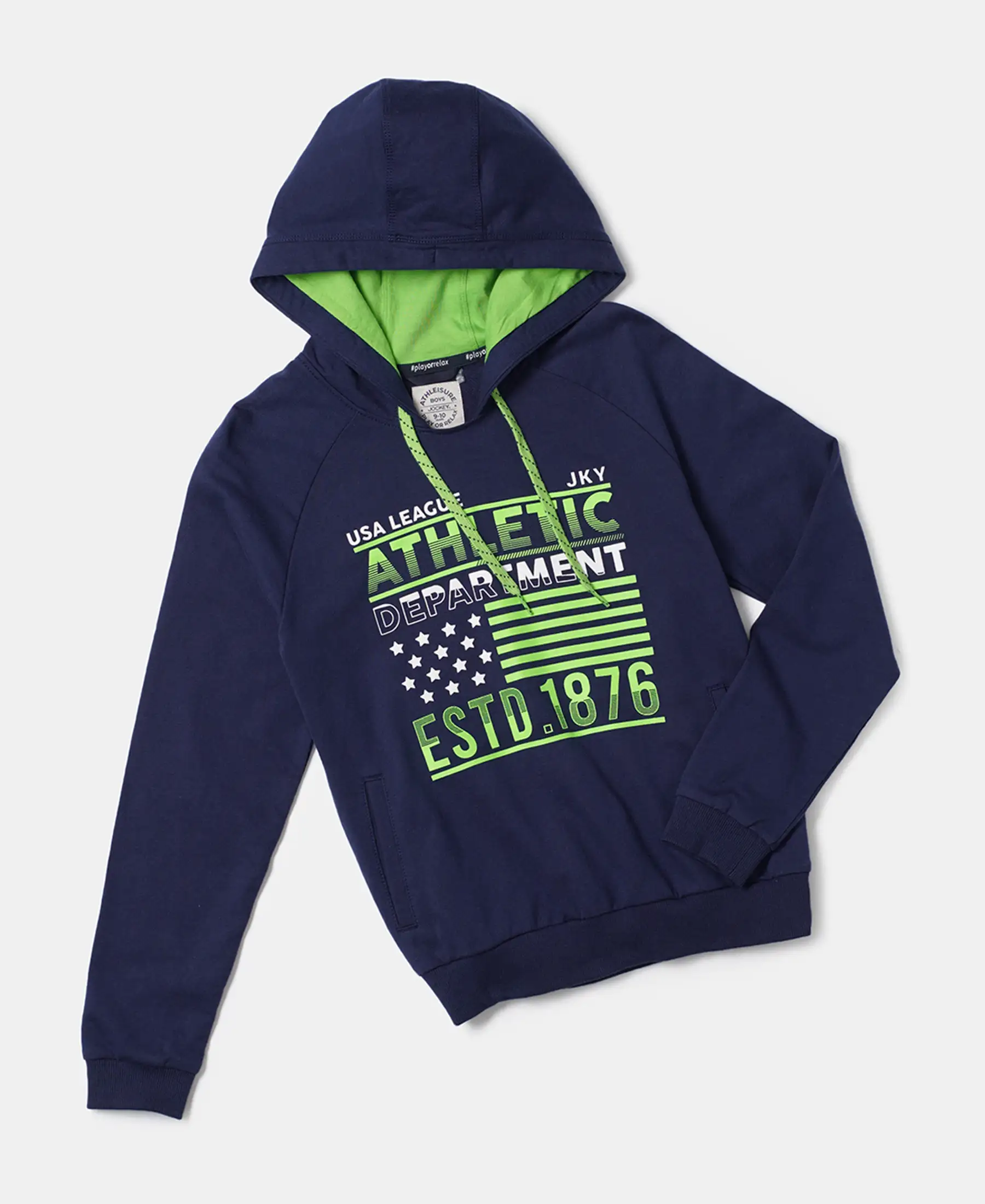 Boy's Super Combed Cotton French Terry Graphic Printed Hoodie Sweatshirt - Dark Indigo Den - Image 5