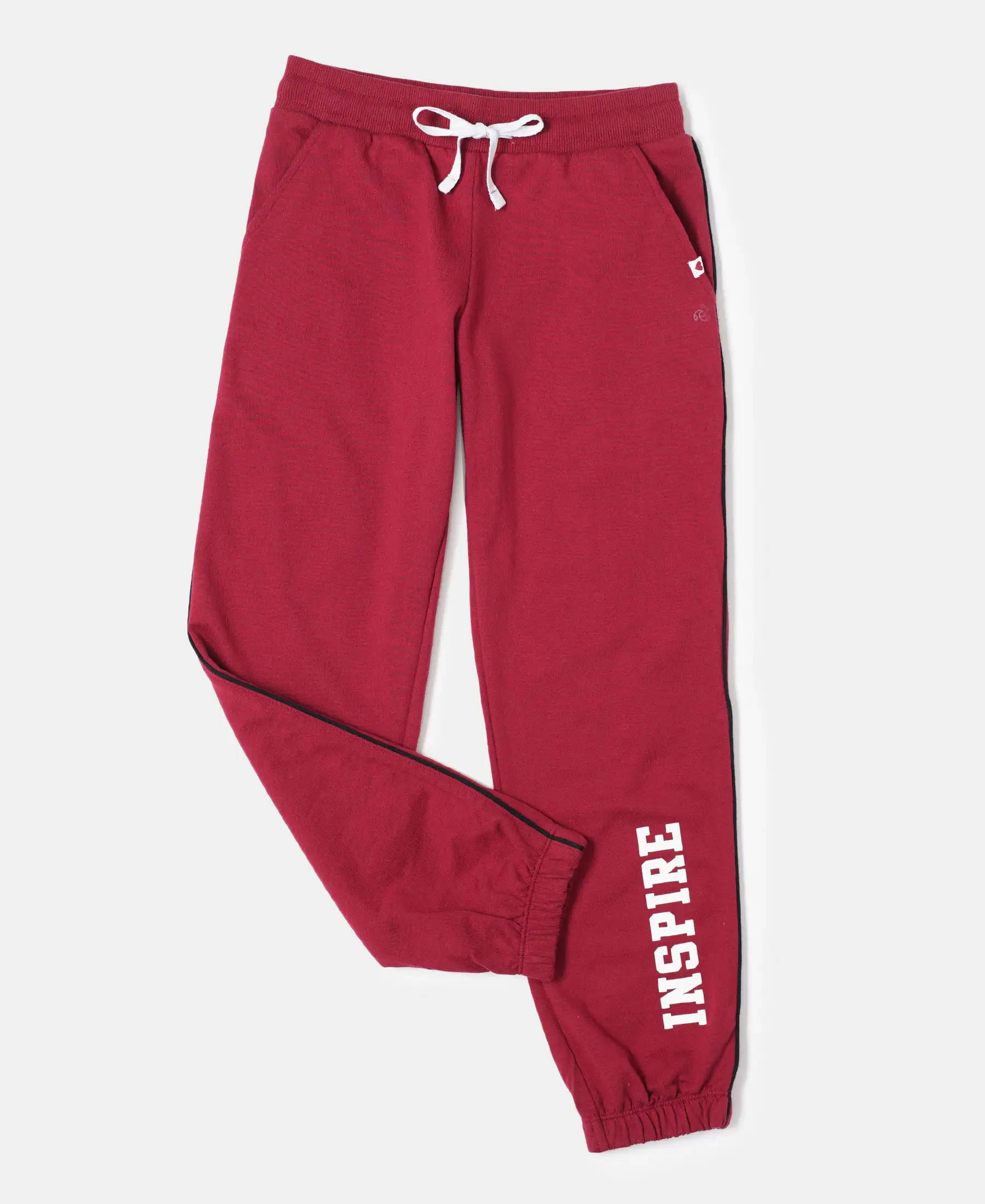 Girl's Super Combed Cotton French Terry Graphic Printed Relaxed Fit Joggers - Biking Red - Image 5