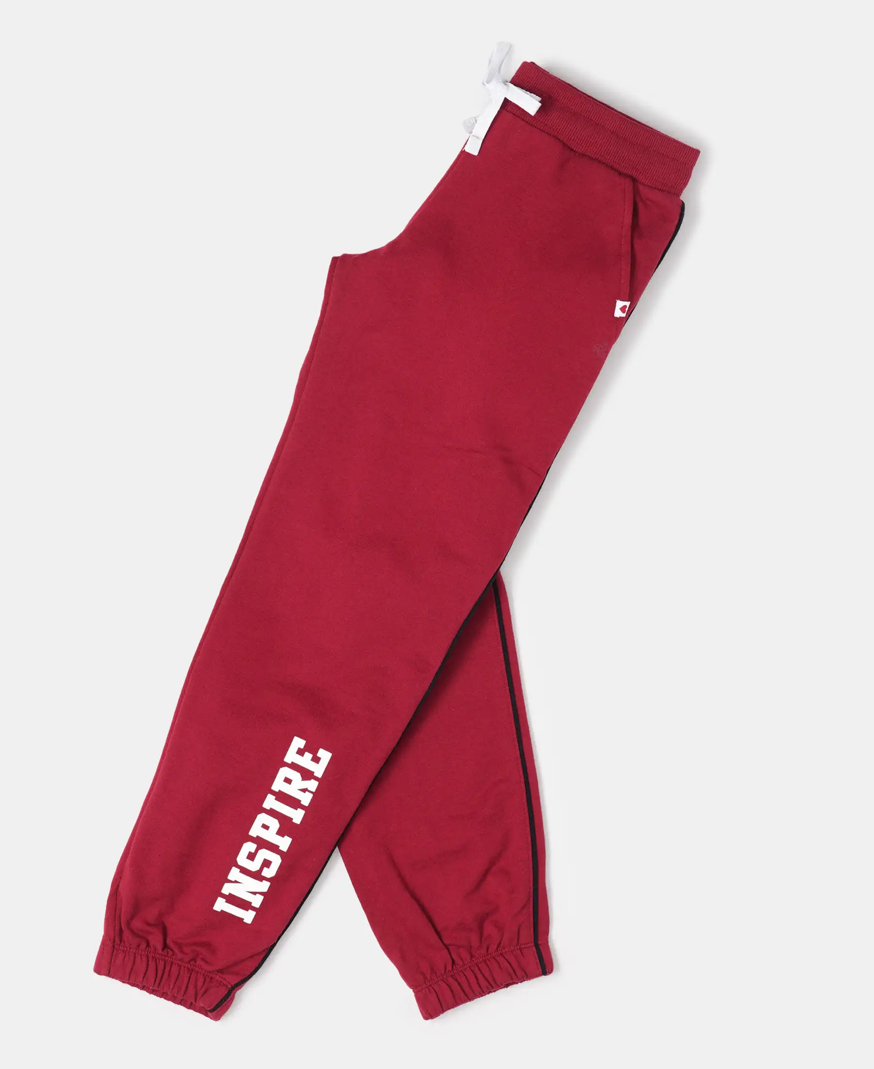 Girl's Super Combed Cotton French Terry Graphic Printed Relaxed Fit Joggers - Biking Red - Image 6