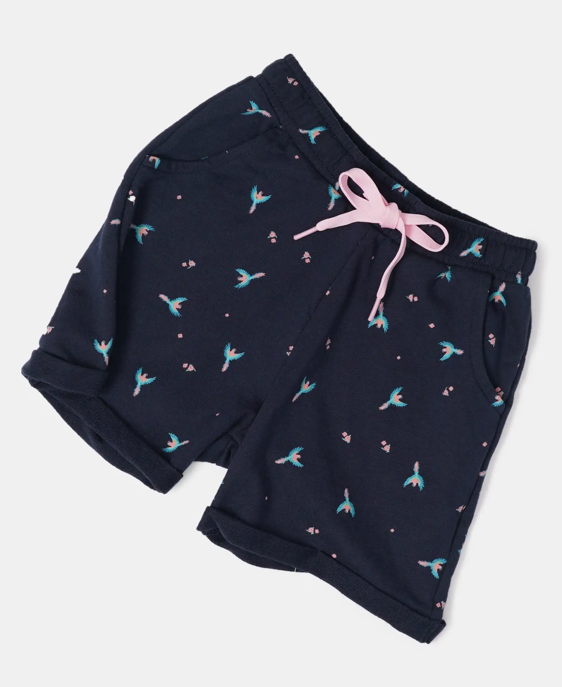 Girl's Super Combed Cotton French Terry Printed Shorts - Assorted Prints - Image 5