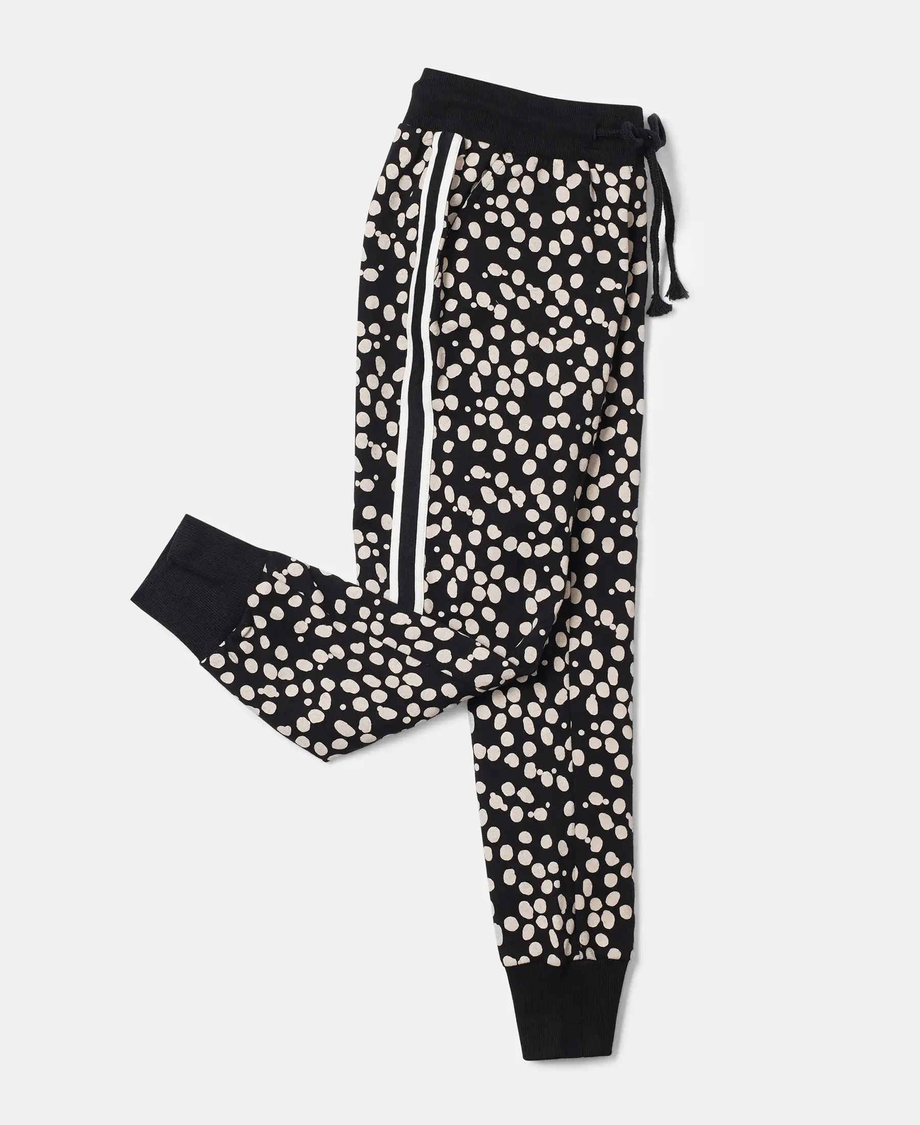 Girl's Super Combed Cotton Elastane Stretch French Terry Printed Slim Fit Joggers - Black Printed - Image 5