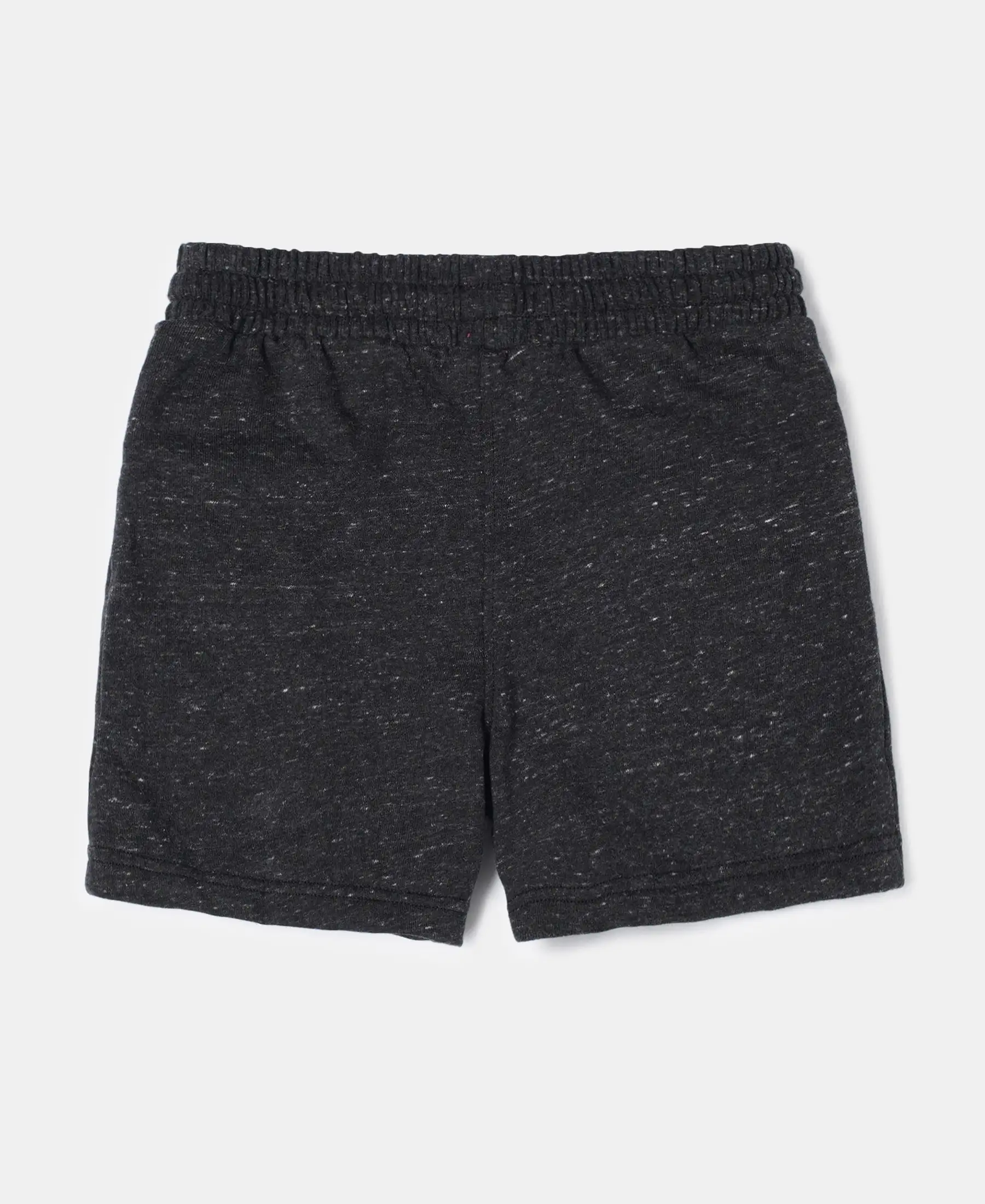 Girl's Super Combed Cotton French Terry Solid Shorts - Black Snow Melange - Image 2