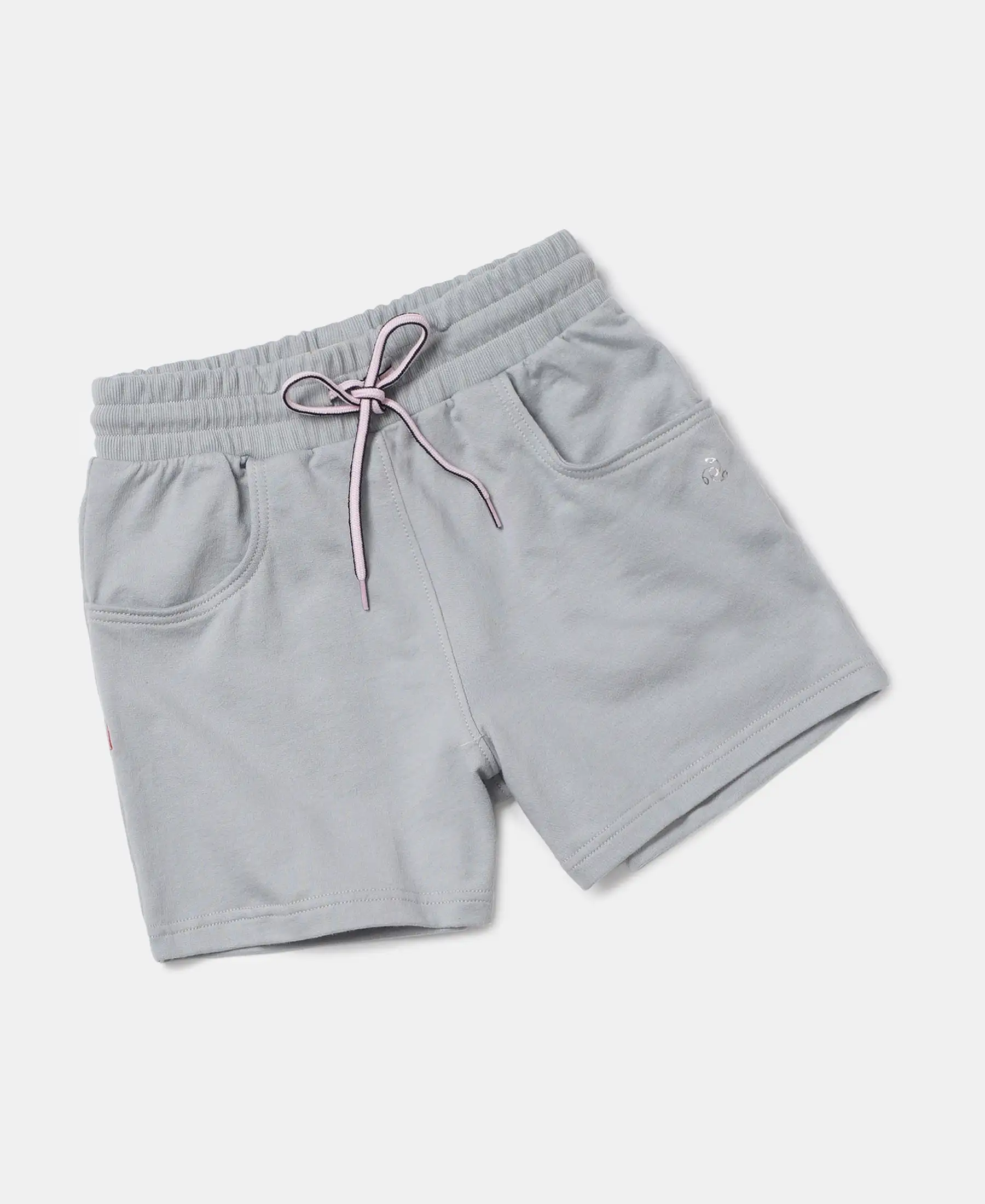 Girl's Super Combed Cotton French Terry Solid Shorts - Quarry - Image 5