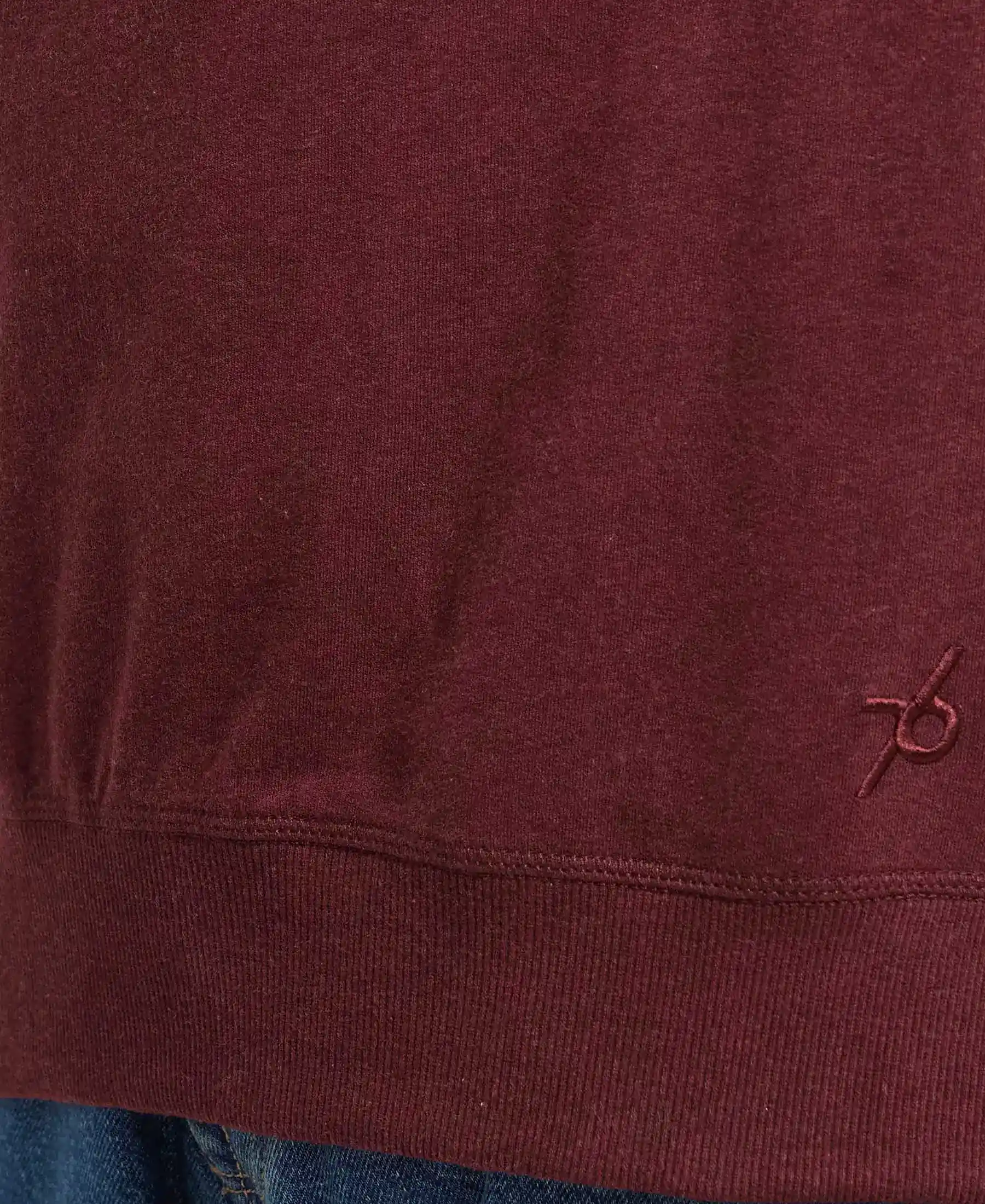 Super Combed Cotton French Terry Solid Sweatshirt with Ribbed Cuffs - Burgundy - Image 7