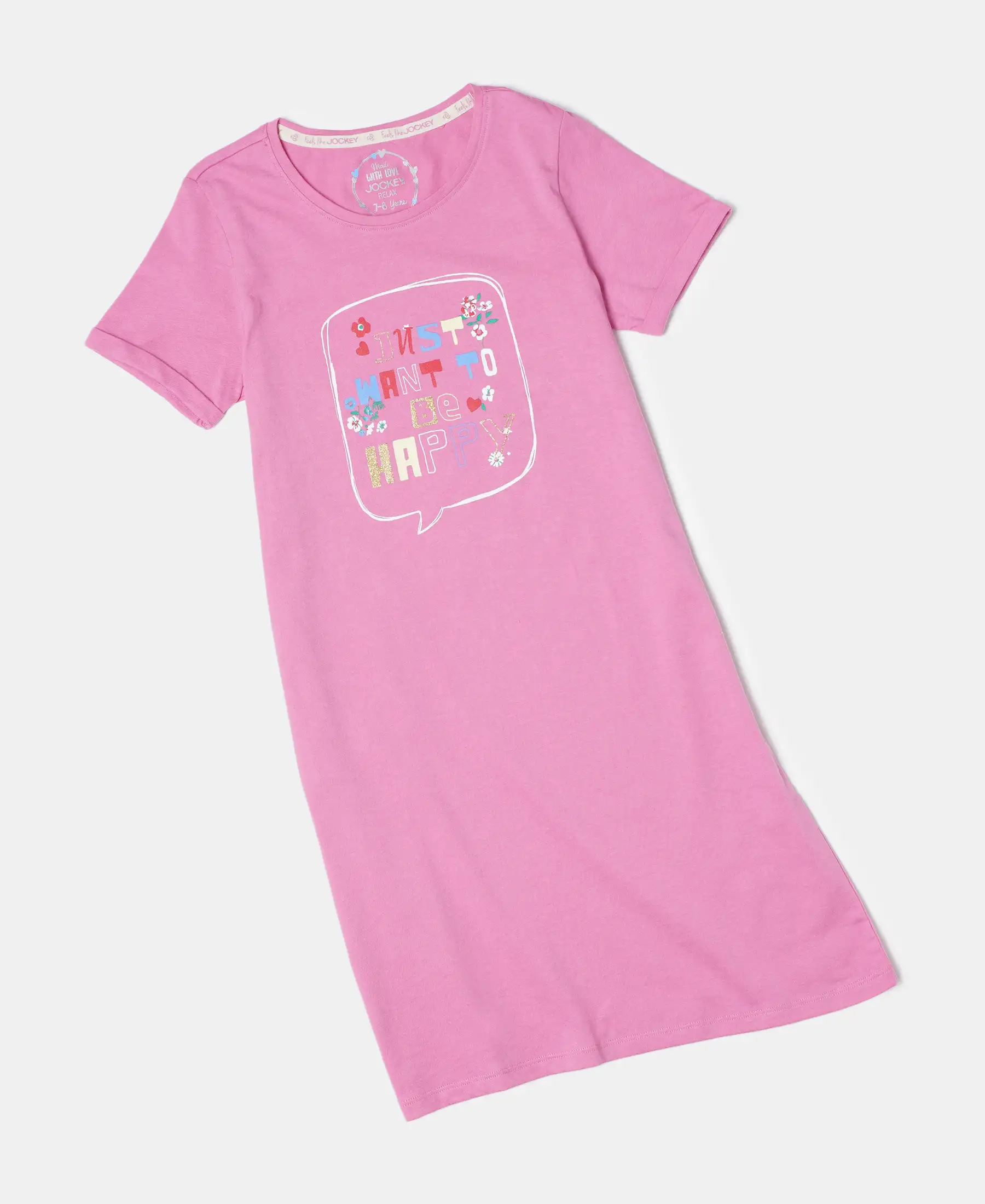 Girl's Super Combed Cotton Graphic Printed Dress - Wild Orchid - Image 4