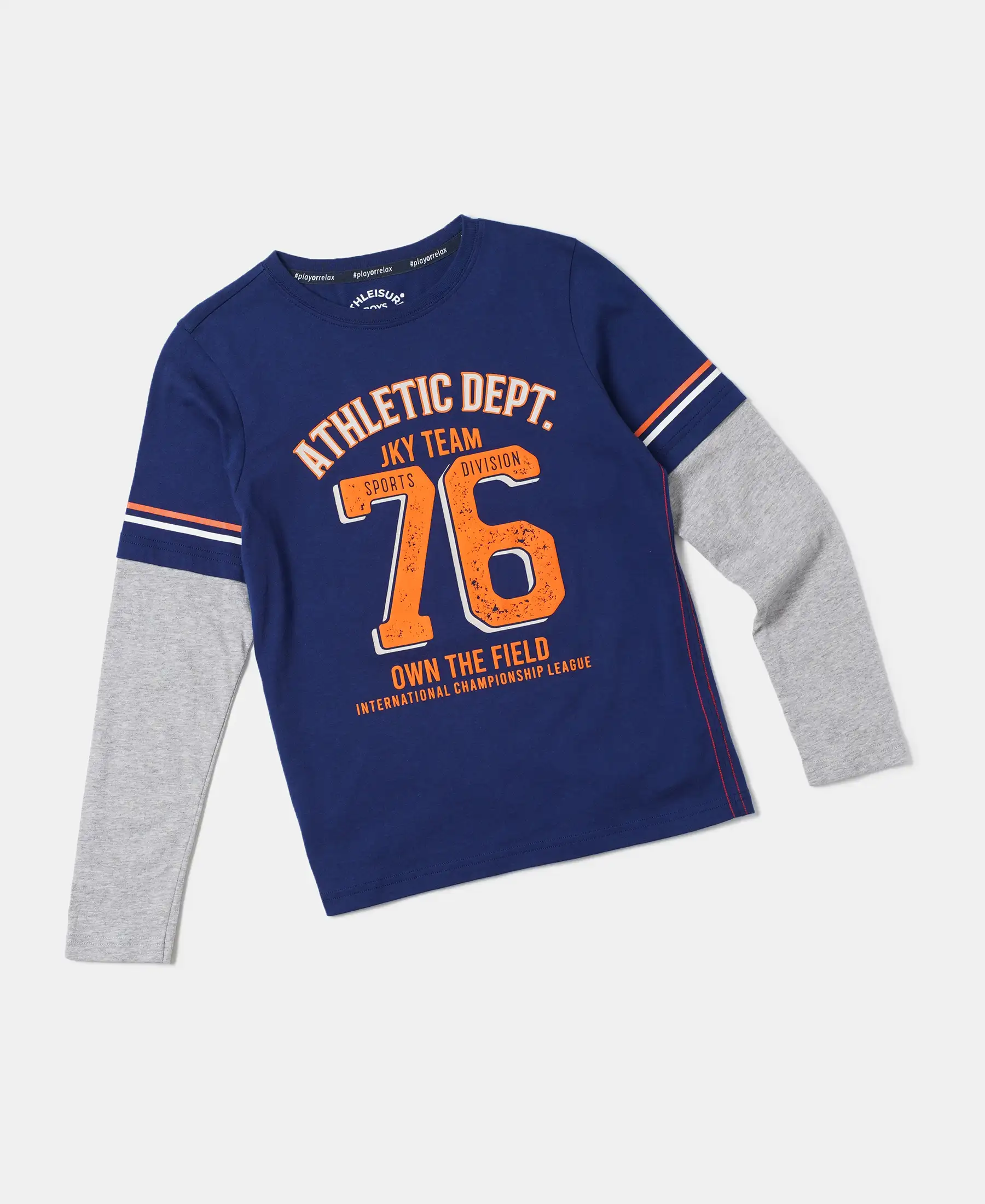 Boy's Super Combed Cotton Graphic Printed Full Sleeve T-Shirt - Blue Depth - Image 5