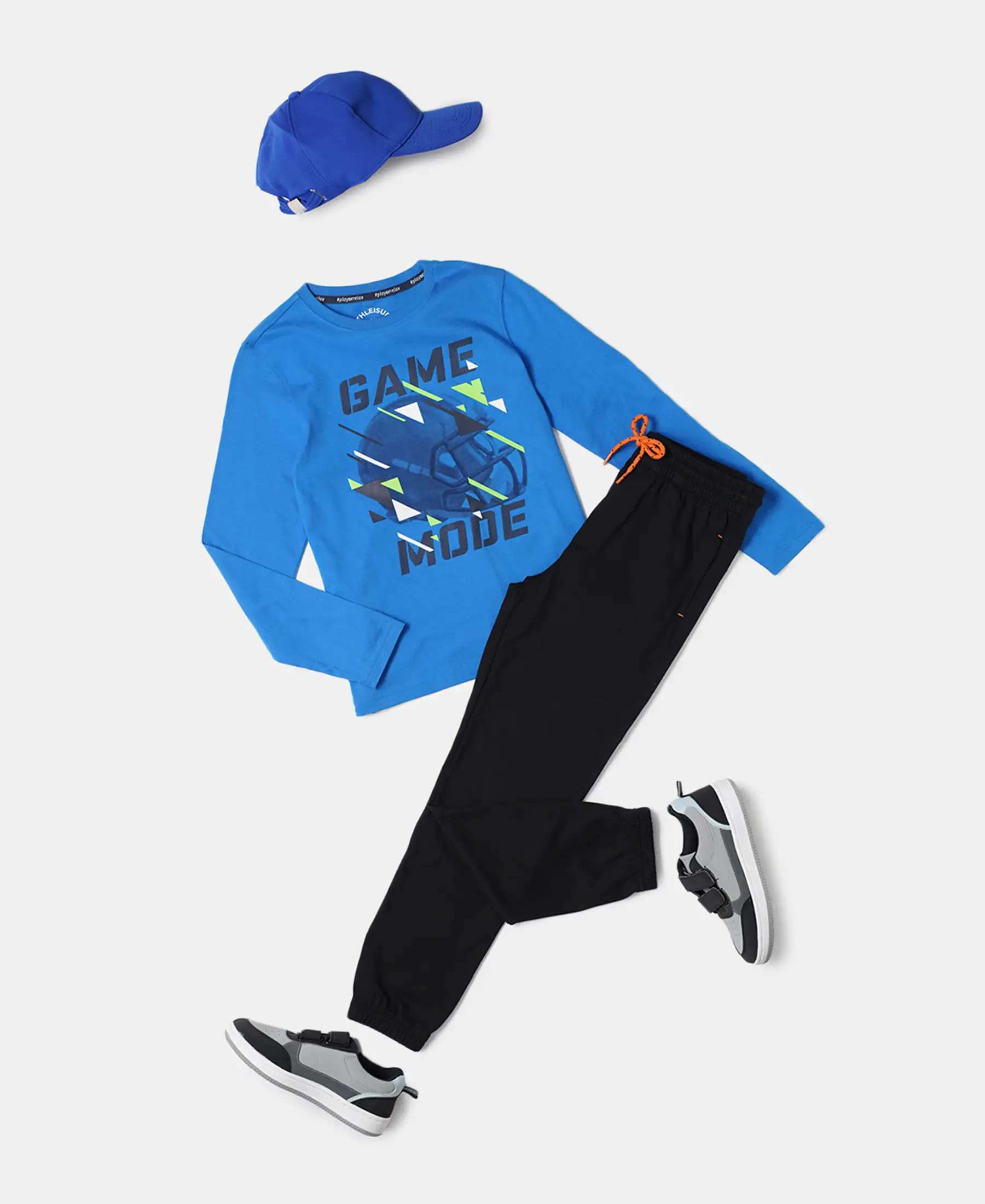 Boy's Super Combed Cotton Graphic Printed Full Sleeve T-Shirt - Neon Blue - Image 4