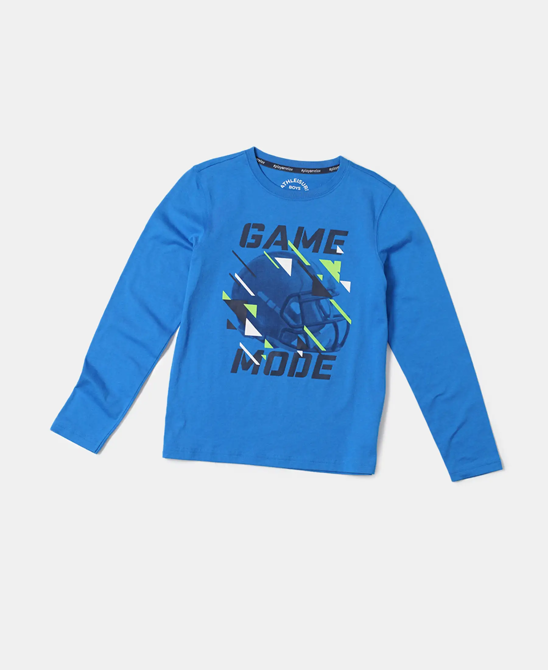 Boy's Super Combed Cotton Graphic Printed Full Sleeve T-Shirt - Neon Blue - Image 5