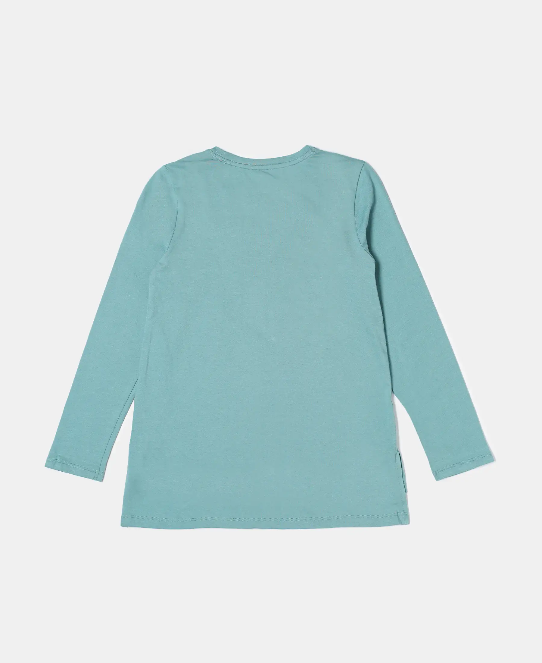 Girl's Super Combed Cotton Graphic Printed Full Sleeve T-Shirt - Oil Blue - Image 2