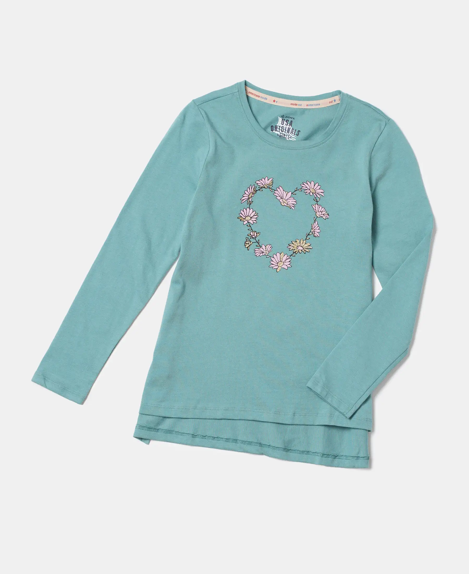 Girl's Super Combed Cotton Graphic Printed Full Sleeve T-Shirt - Oil Blue - Image 5