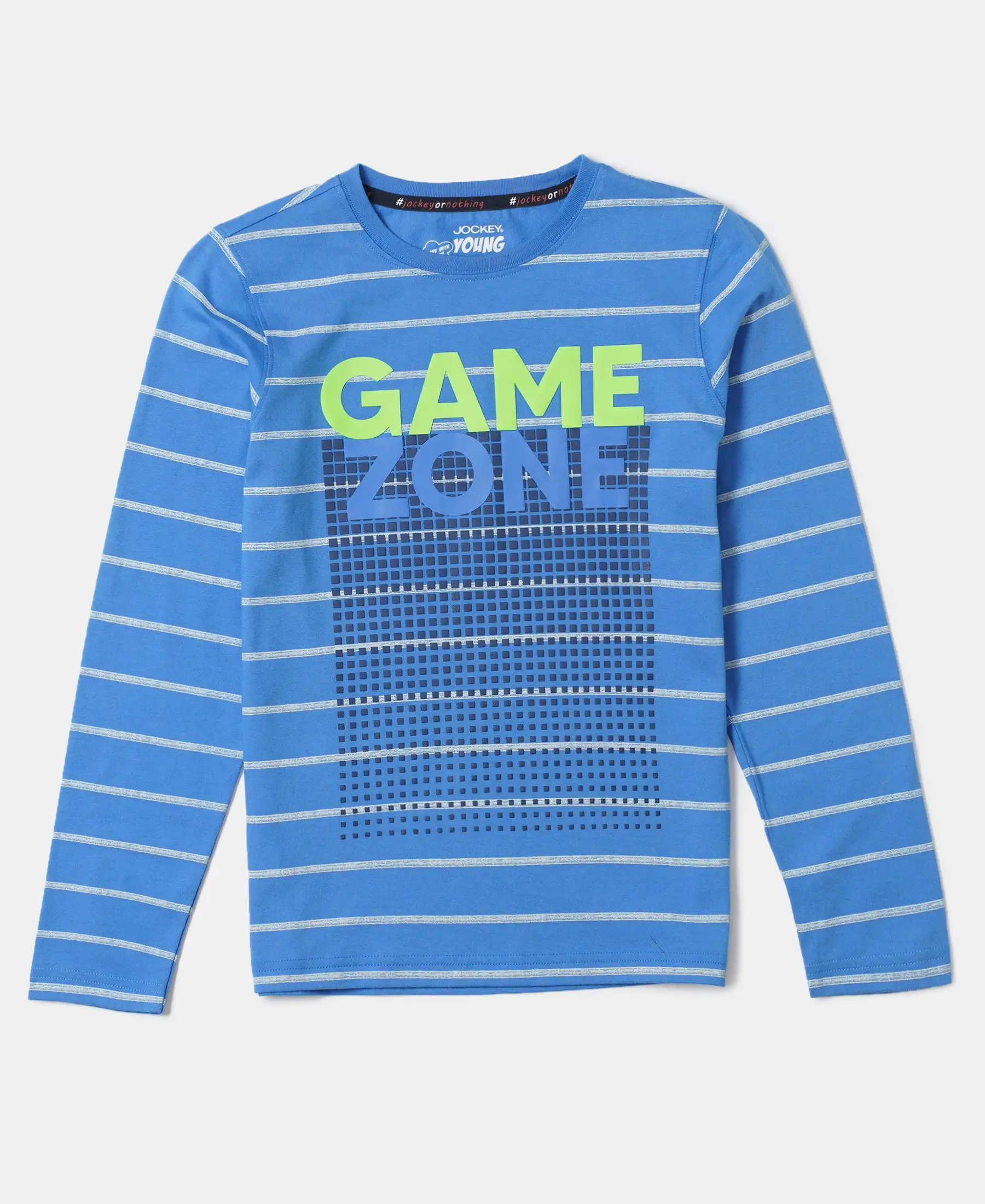 Boy's Super Combed Cotton Graphic Printed Full Sleeve T-Shirt - Palace Blue AOP