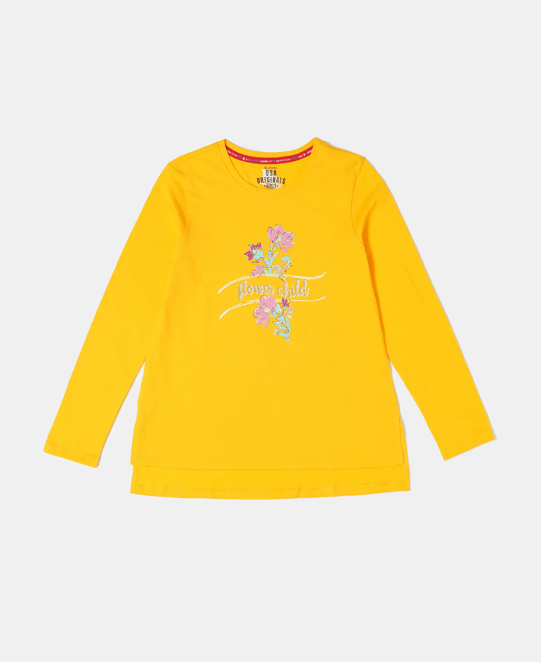 Girl's Super Combed Cotton Graphic Printed Full Sleeve T-Shirt - Spectra Yellow