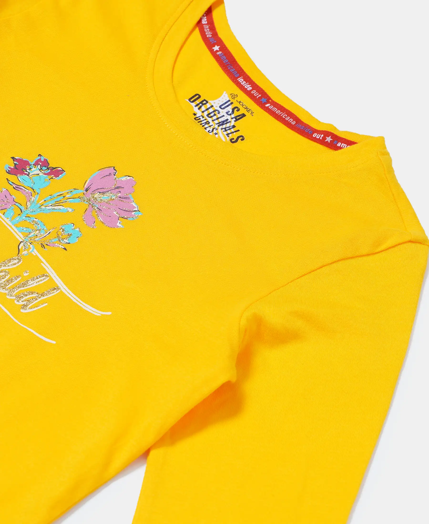 Girl's Super Combed Cotton Graphic Printed Full Sleeve T-Shirt - Spectra Yellow - Image 3