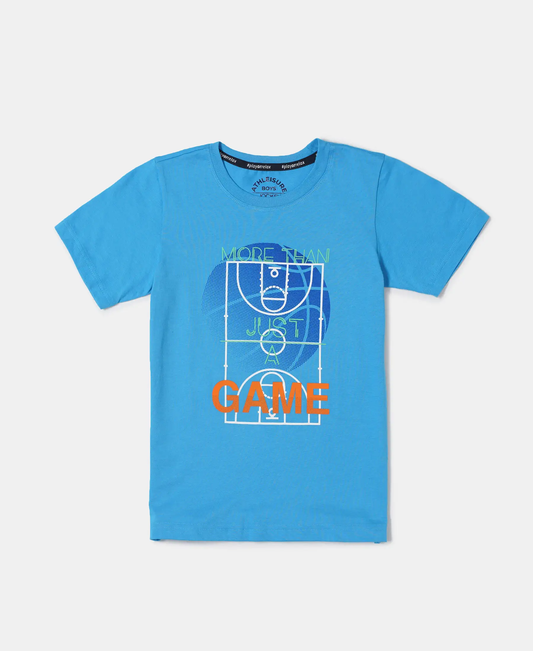 Boy's Super Combed Cotton Graphic Printed Half Sleeve T-Shirt - Malibu Blue