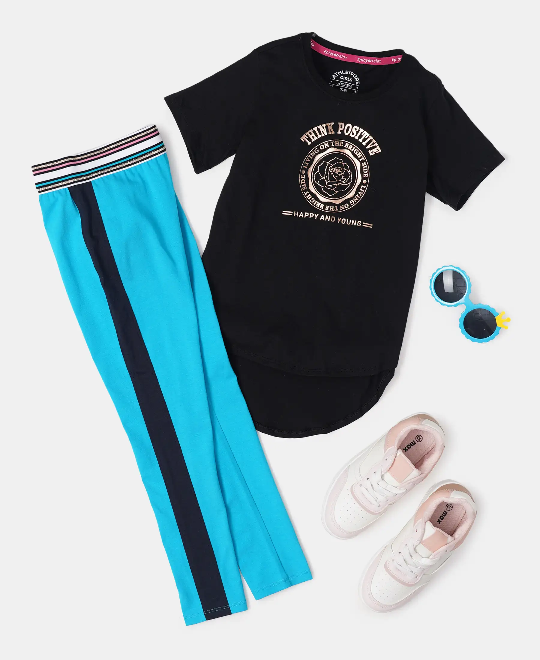 Girl's Super Combed Cotton Graphic Printed Short Sleeve T-Shirt with Hi Low Hem - Black - Image 4