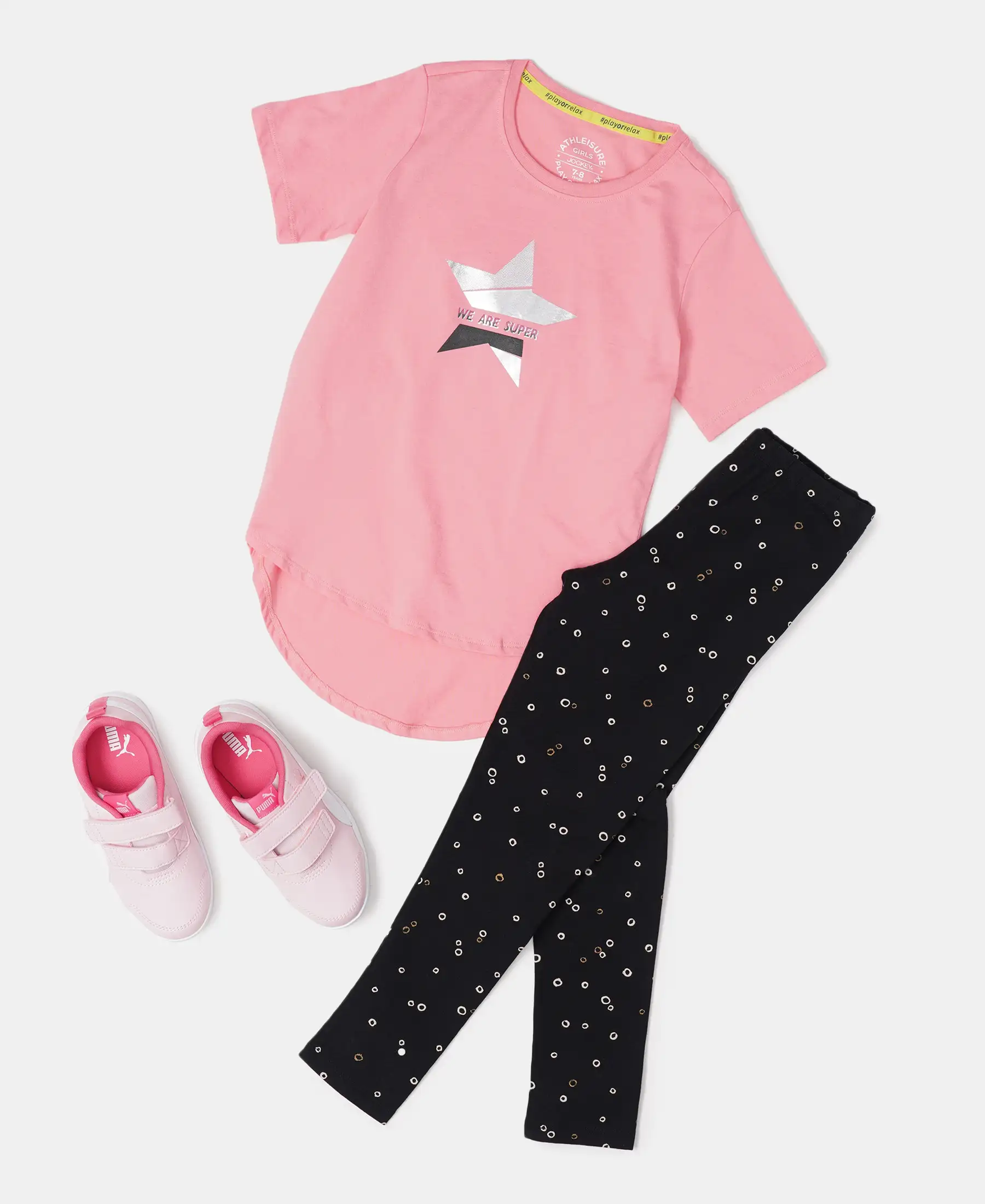 Girl's Super Combed Cotton Graphic Printed Short Sleeve T-Shirt with Hi Low Hem - Flamingo Pink - Image 4