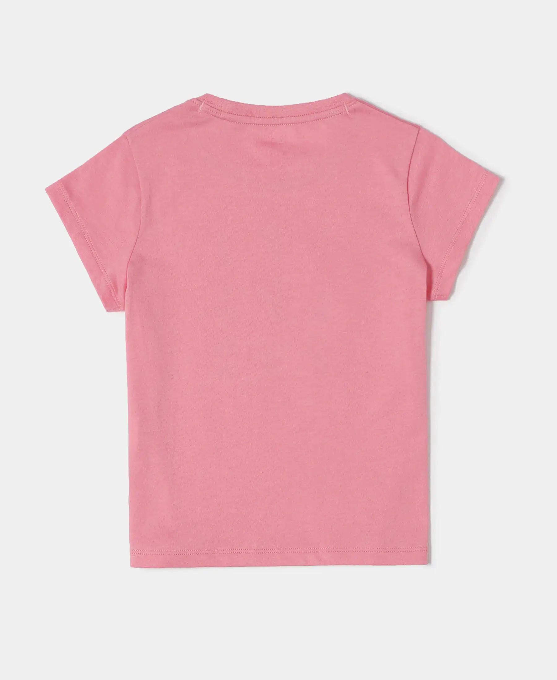 Girl's Super Combed Cotton Graphic Printed T-Shirt - Flamingo Pink - Image 2