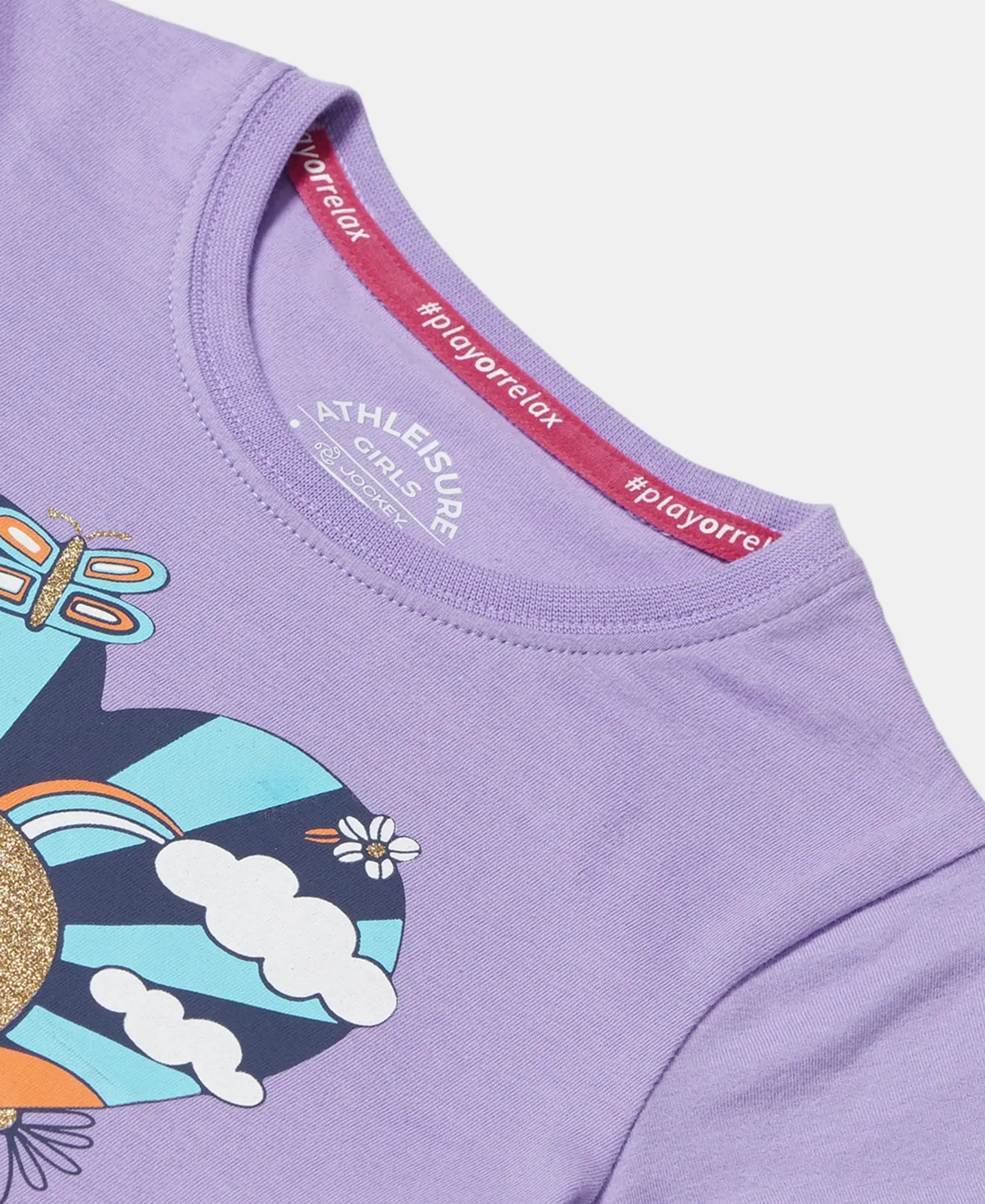 Girl's Super Combed Cotton Graphic Printed T-Shirt - Paisley Purple - Image 3