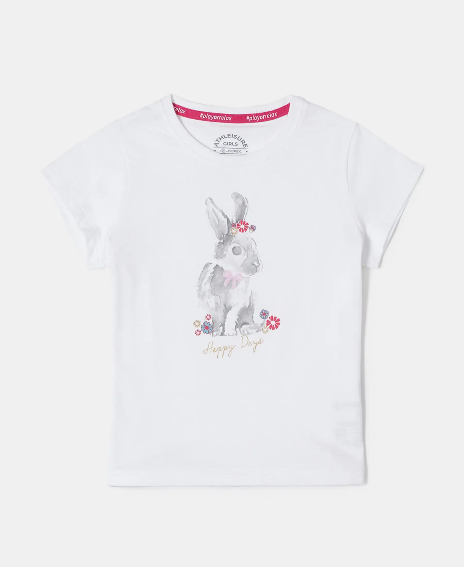 Girl's Super Combed Cotton Graphic Printed T-Shirt - White