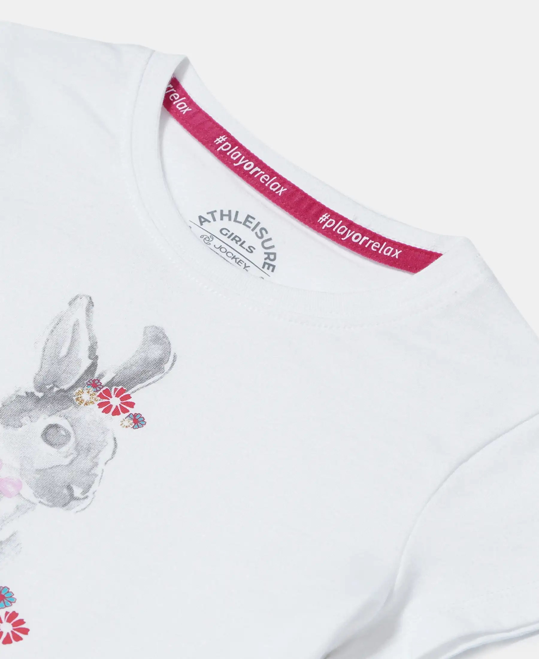 Girl's Super Combed Cotton Graphic Printed T-Shirt - White - Image 3