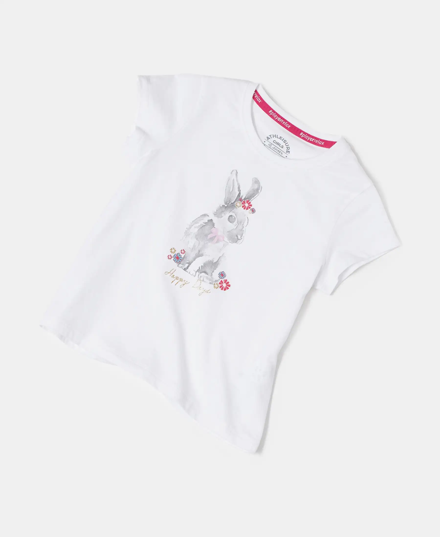 Girl's Super Combed Cotton Graphic Printed T-Shirt - White - Image 5