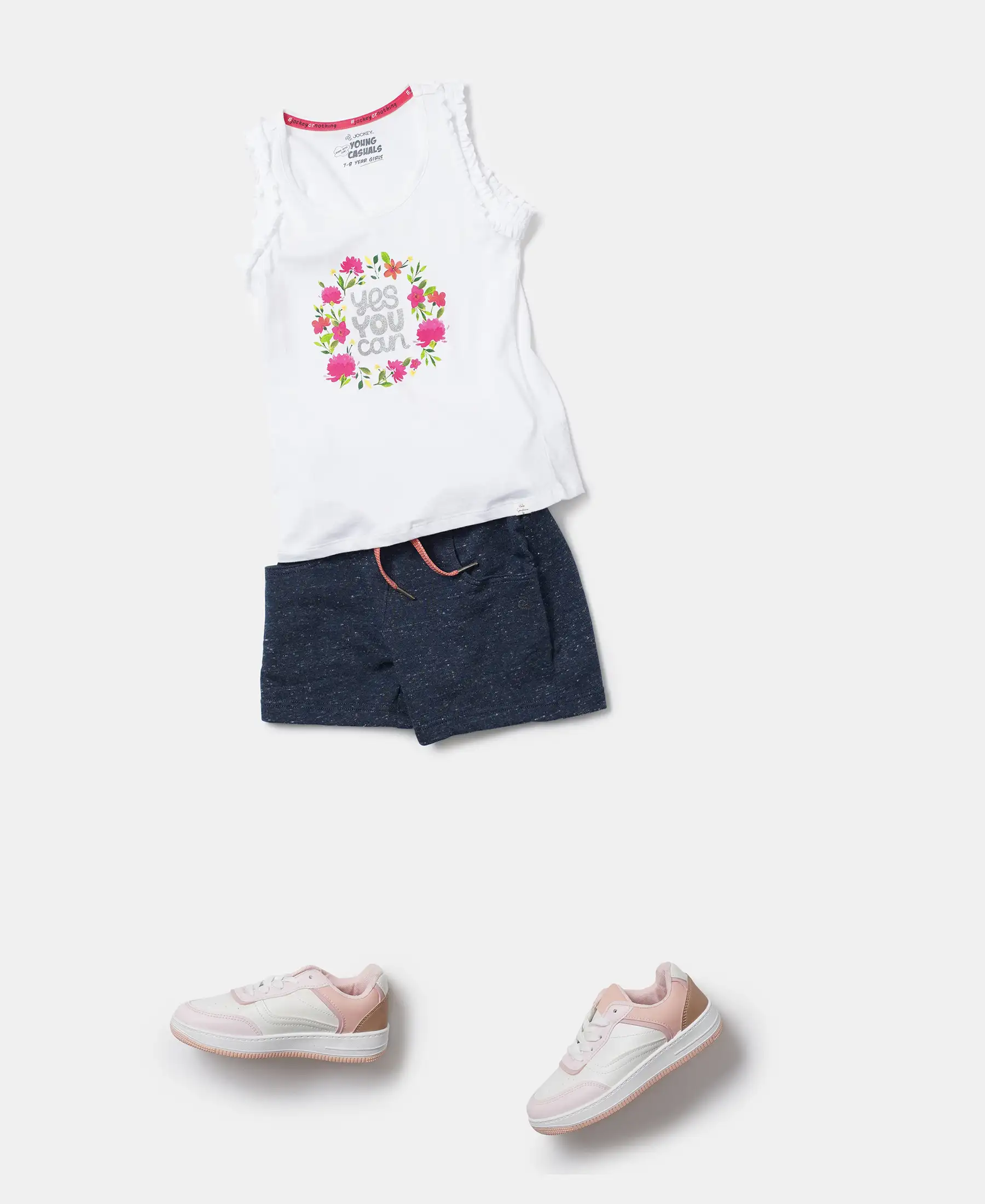 Girl's Super Combed Cotton Graphic Printed Tank Top - White - Image 4