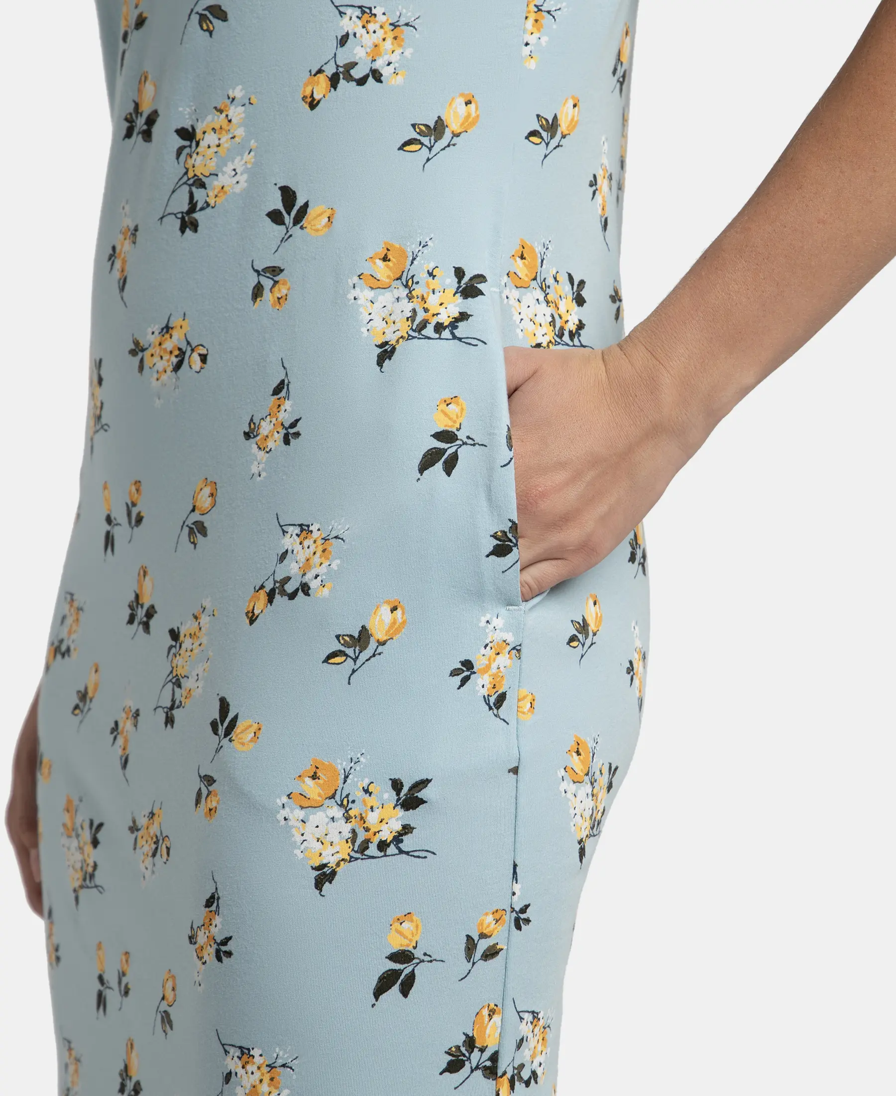 Super Combed Cotton Long Length Printed Lounge Dress - Forget Me Not - Image 8