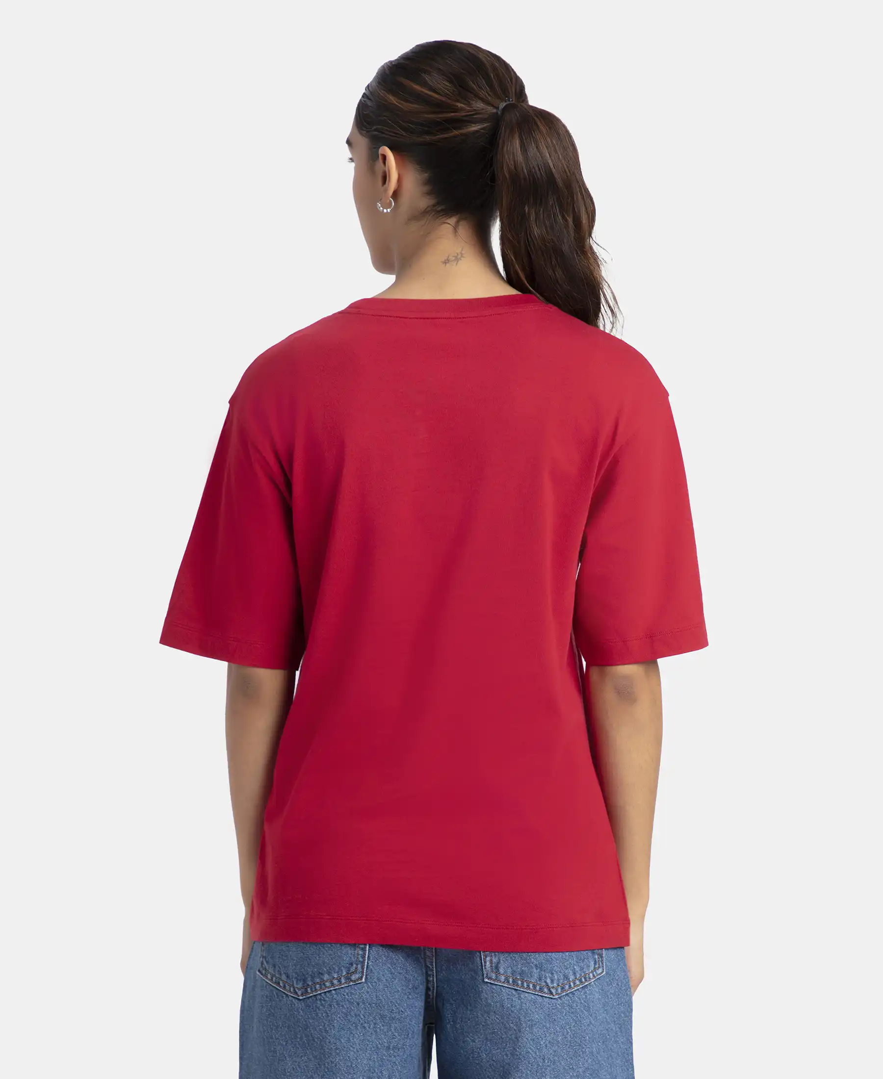 Super Combed Cotton Oversized T-Shirt with Drop Shoulder Styling - Rhythemic Red - Image 3