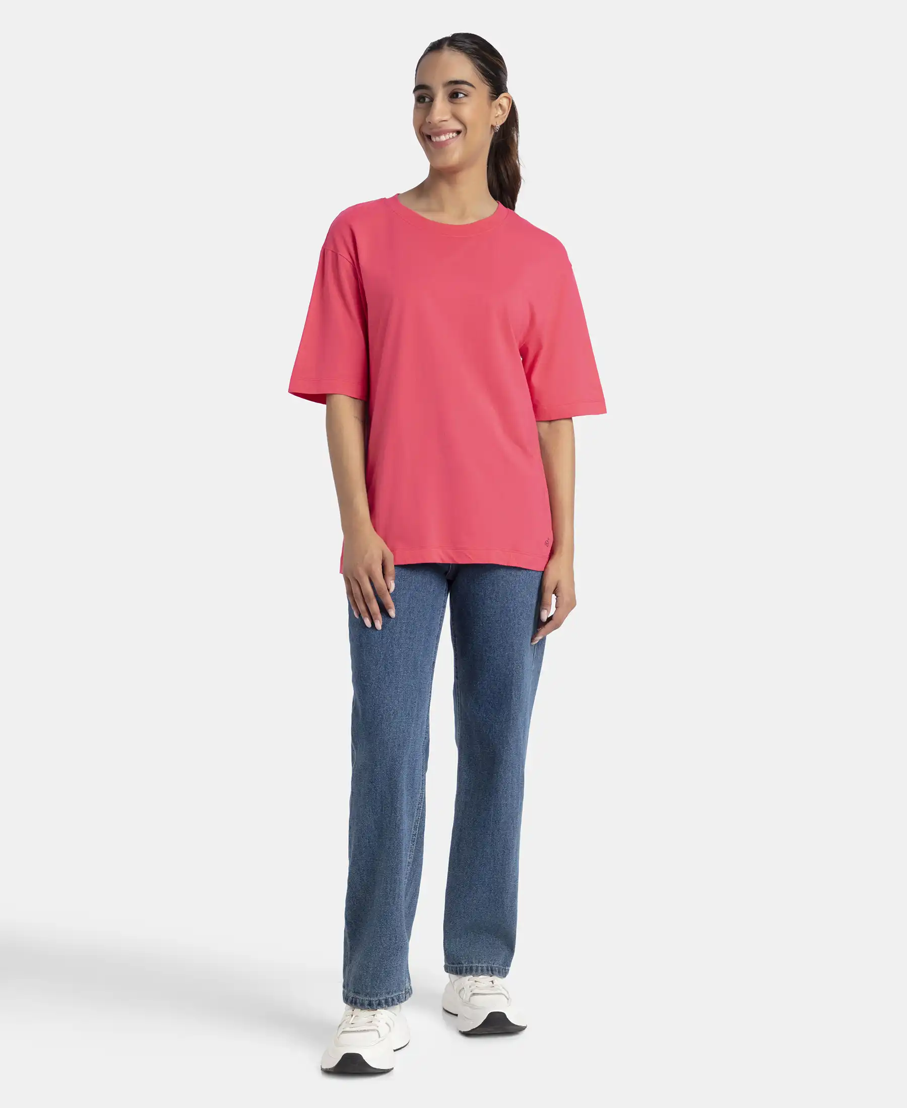 Super Combed Cotton Oversized T-Shirt with Drop Shoulder Styling - Rogue Red - Image 4