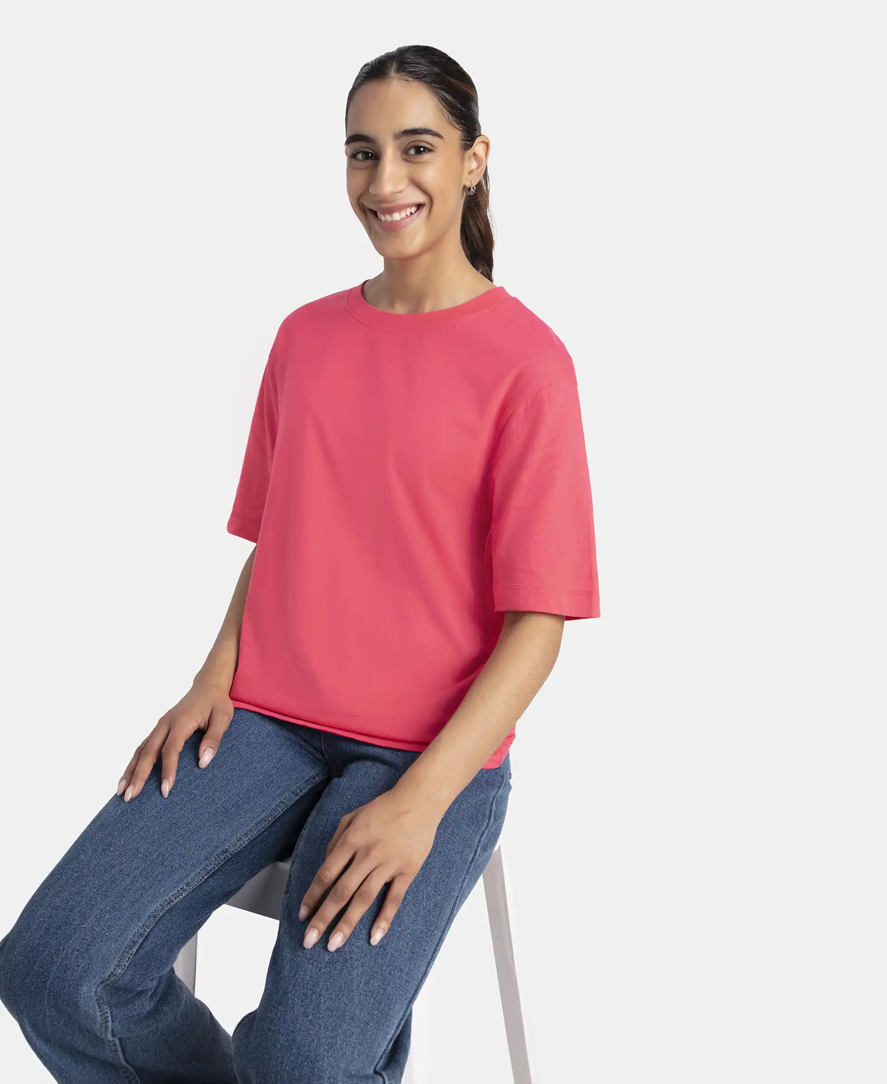 Super Combed Cotton Oversized T-Shirt with Drop Shoulder Styling - Rogue Red - Image 5