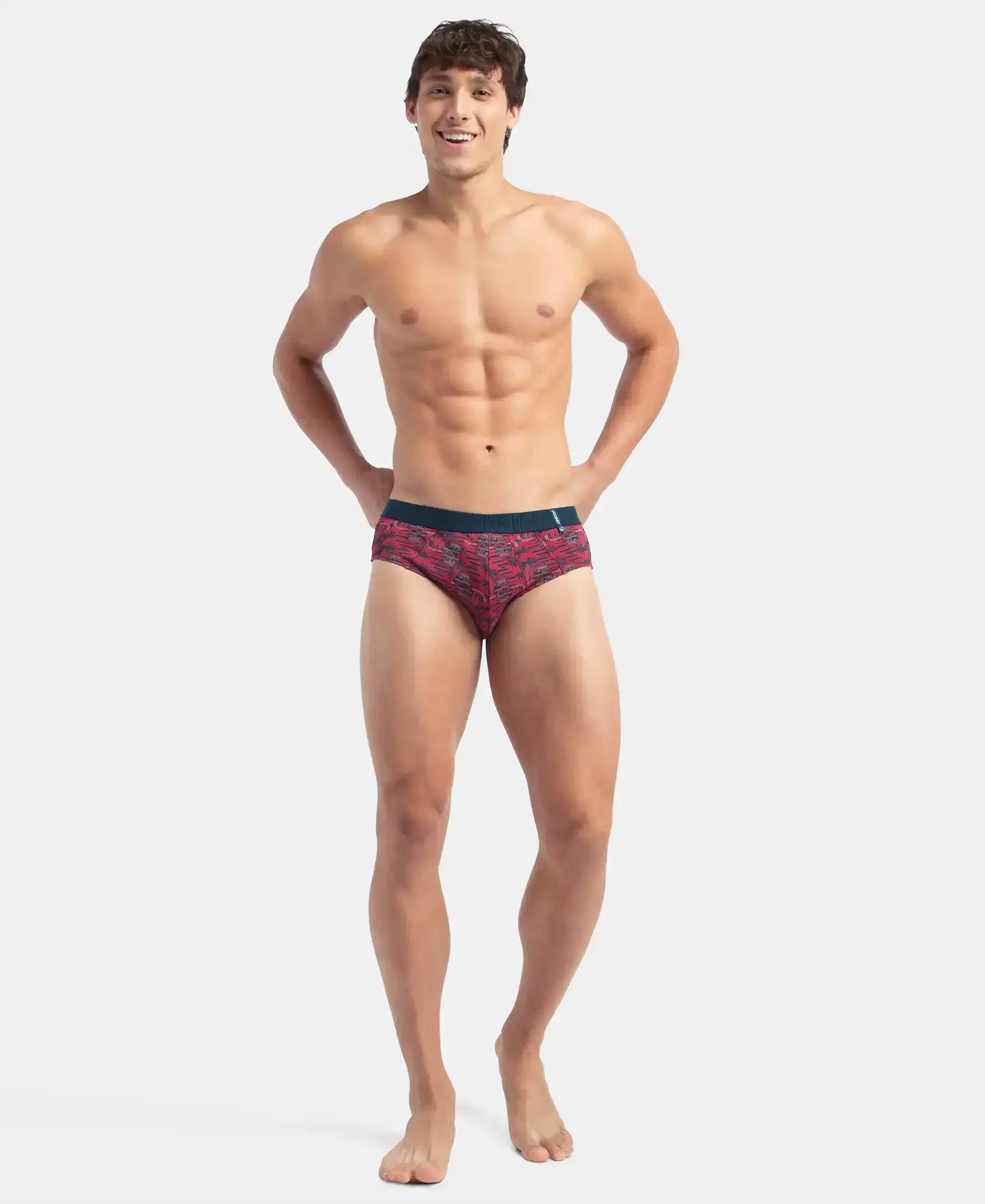 Super Combed Cotton Printed Brief with Ultrasoft Waistband - Karanda Red - Image 6