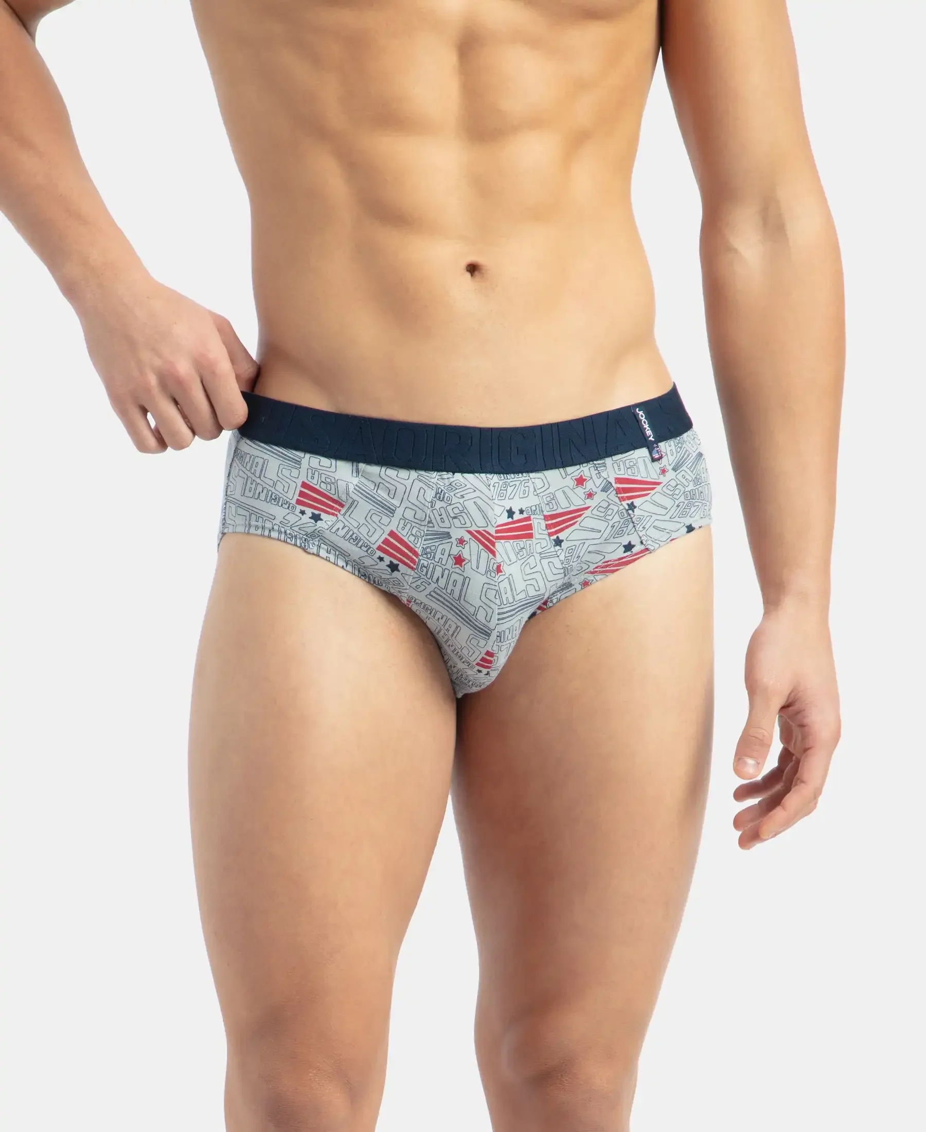 Super Combed Cotton Printed Brief with Ultrasoft Waistband - Navy & Nickle (Pack of 2) - Image 3