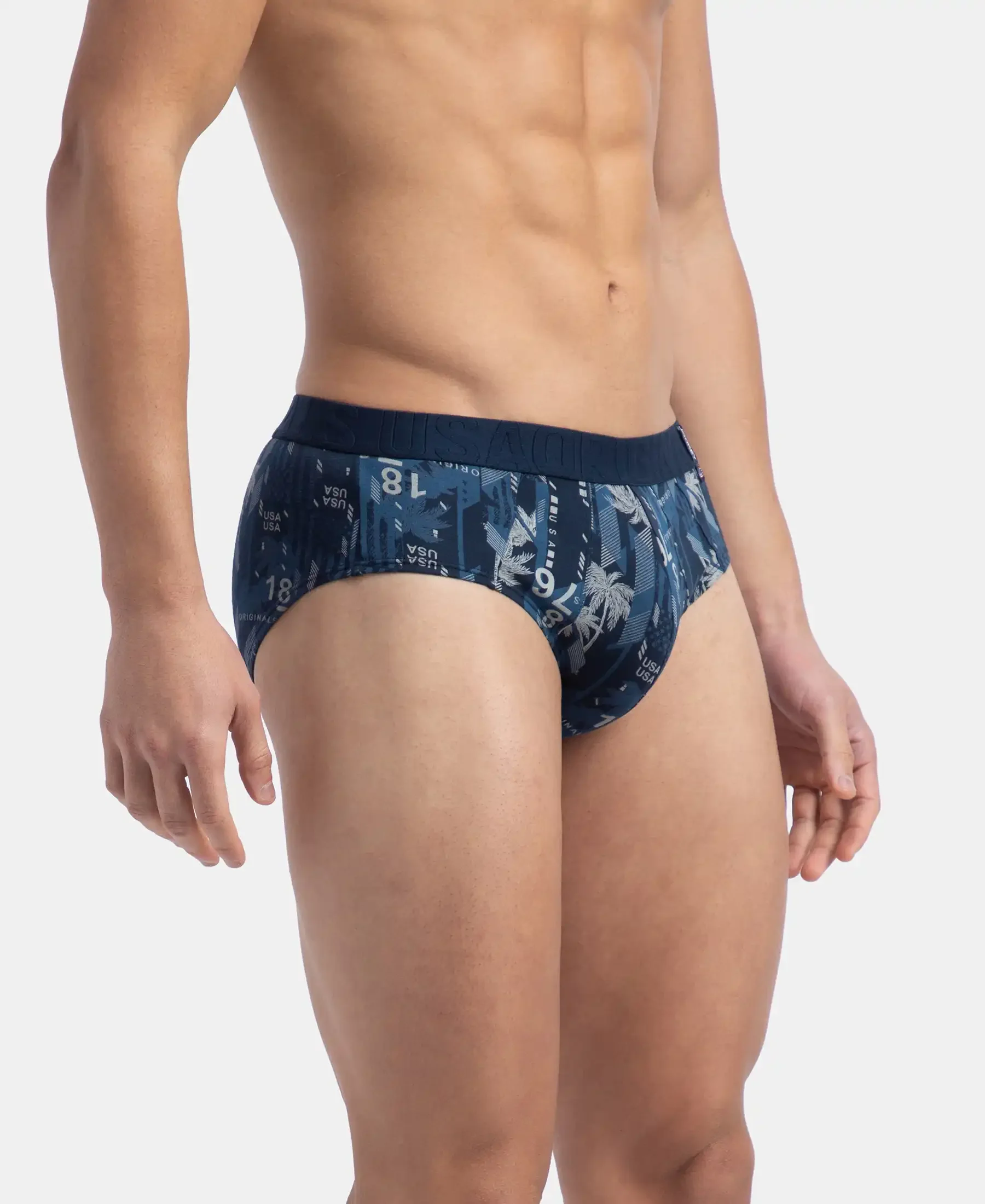 Super Combed Cotton Printed Brief with Ultrasoft Waistband - Navy & Nickle (Pack of 2) - Image 4
