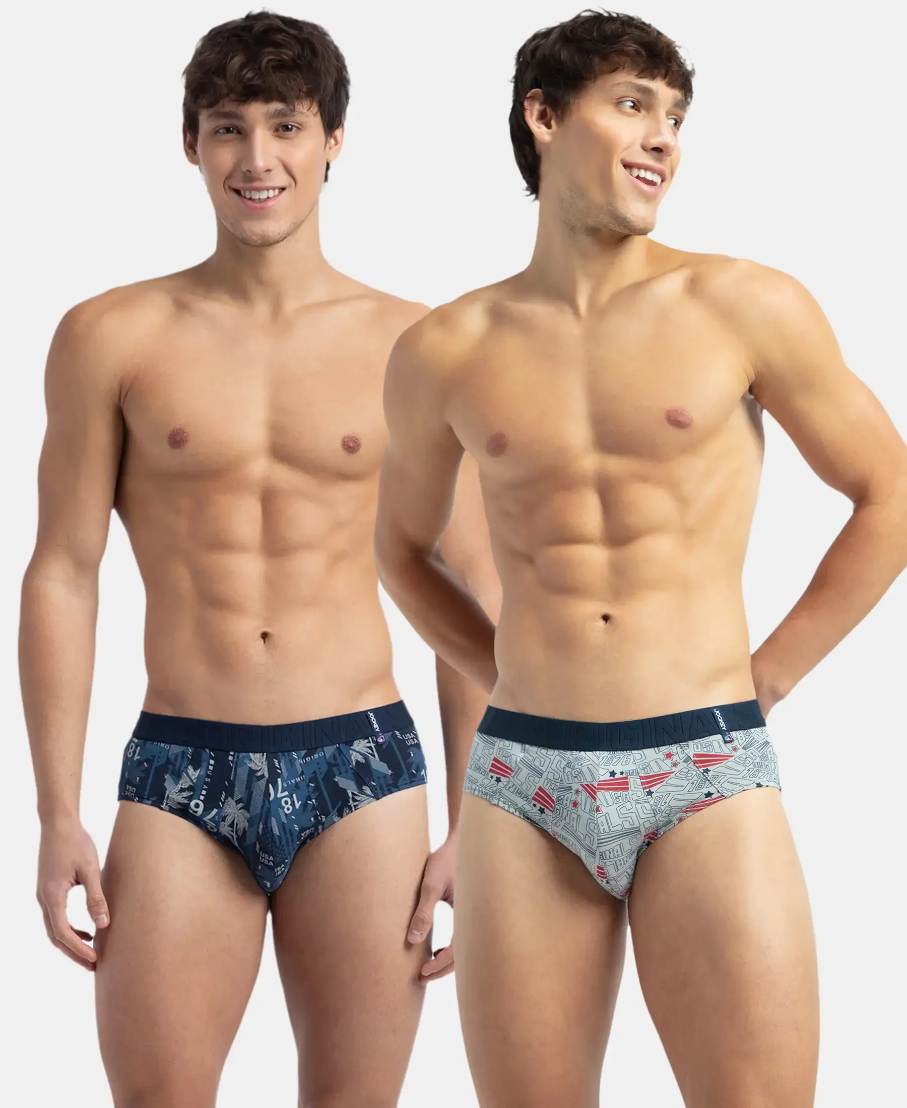 Super Combed Cotton Printed Brief with Ultrasoft Waistband - Navy & Nickle (Pack of 2) - Image 5