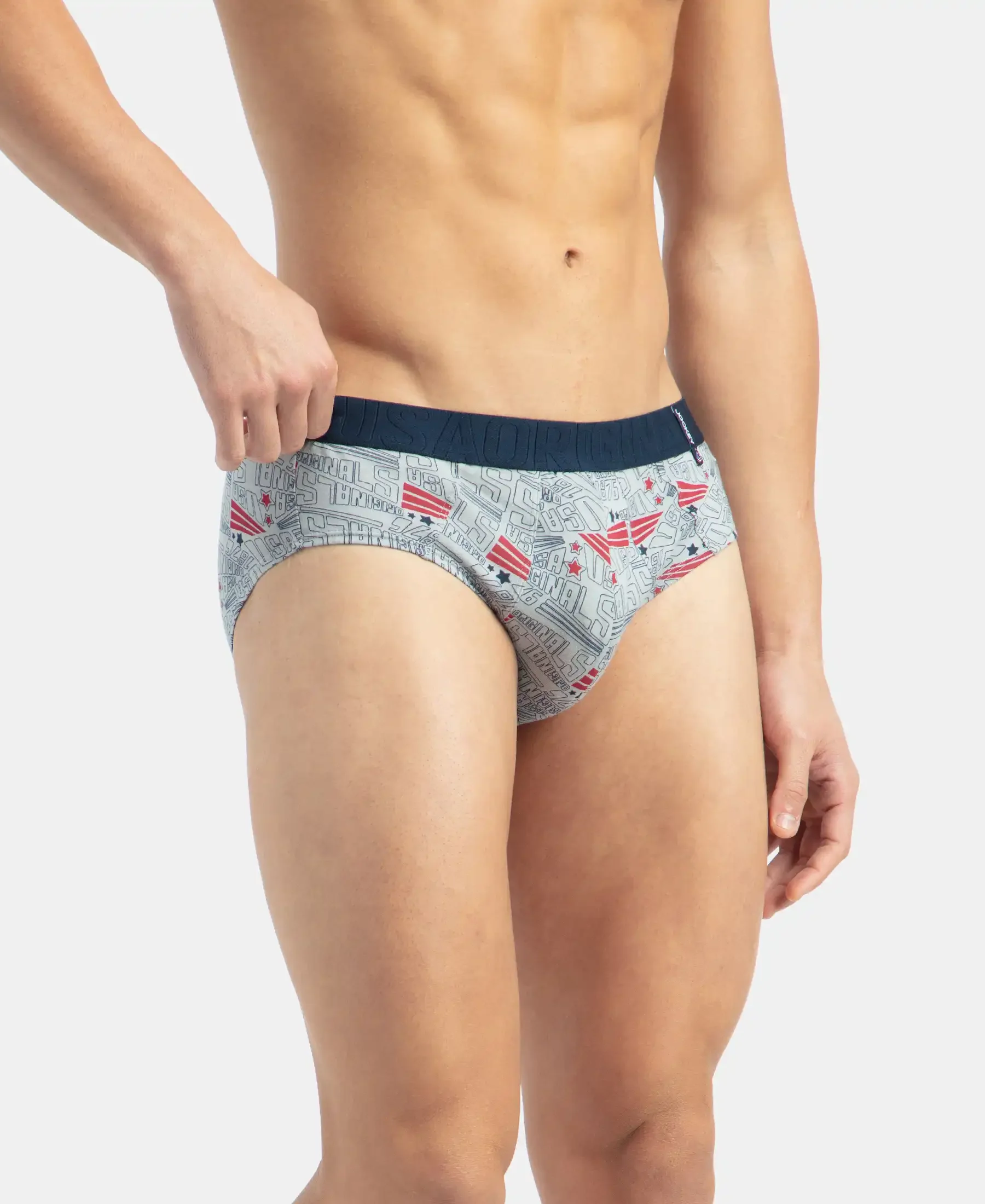 Super Combed Cotton Printed Brief with Ultrasoft Waistband - Navy & Nickle (Pack of 2) - Image 6