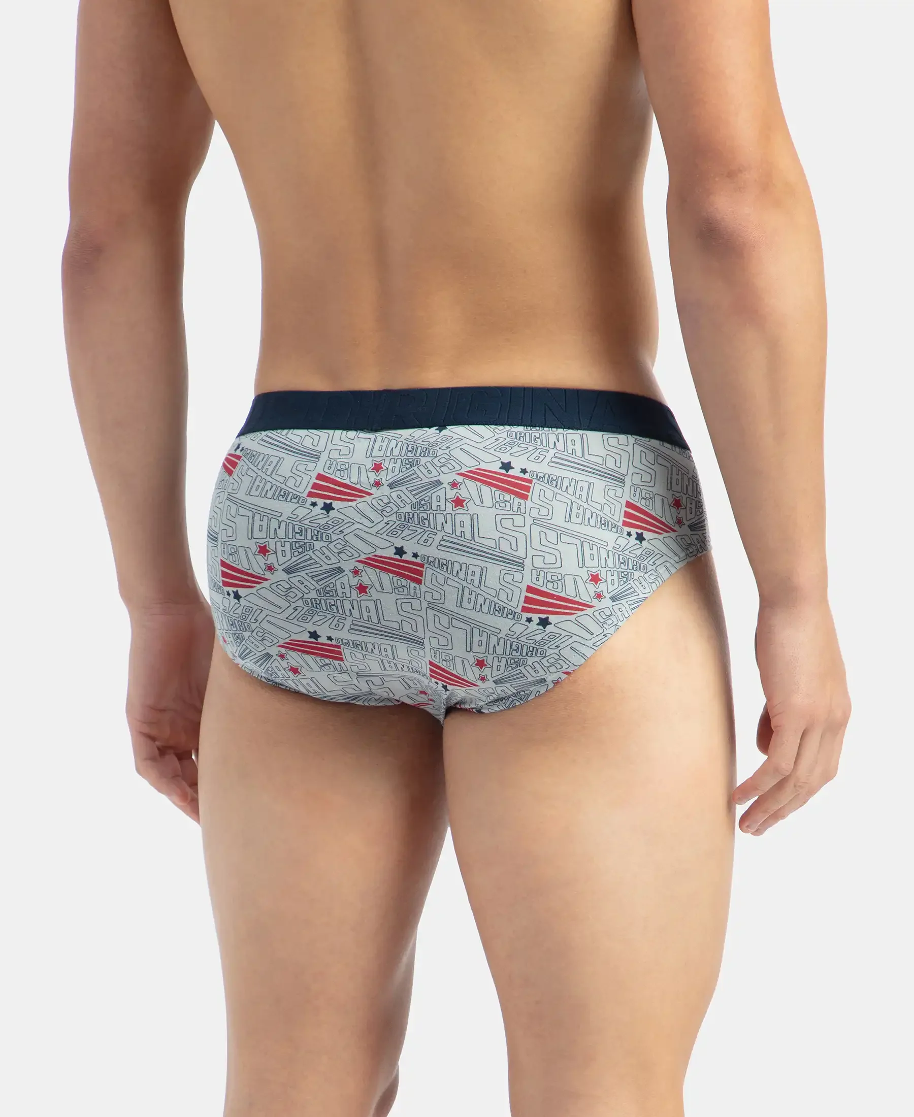Super Combed Cotton Printed Brief with Ultrasoft Waistband - Navy & Nickle (Pack of 2) - Image 8