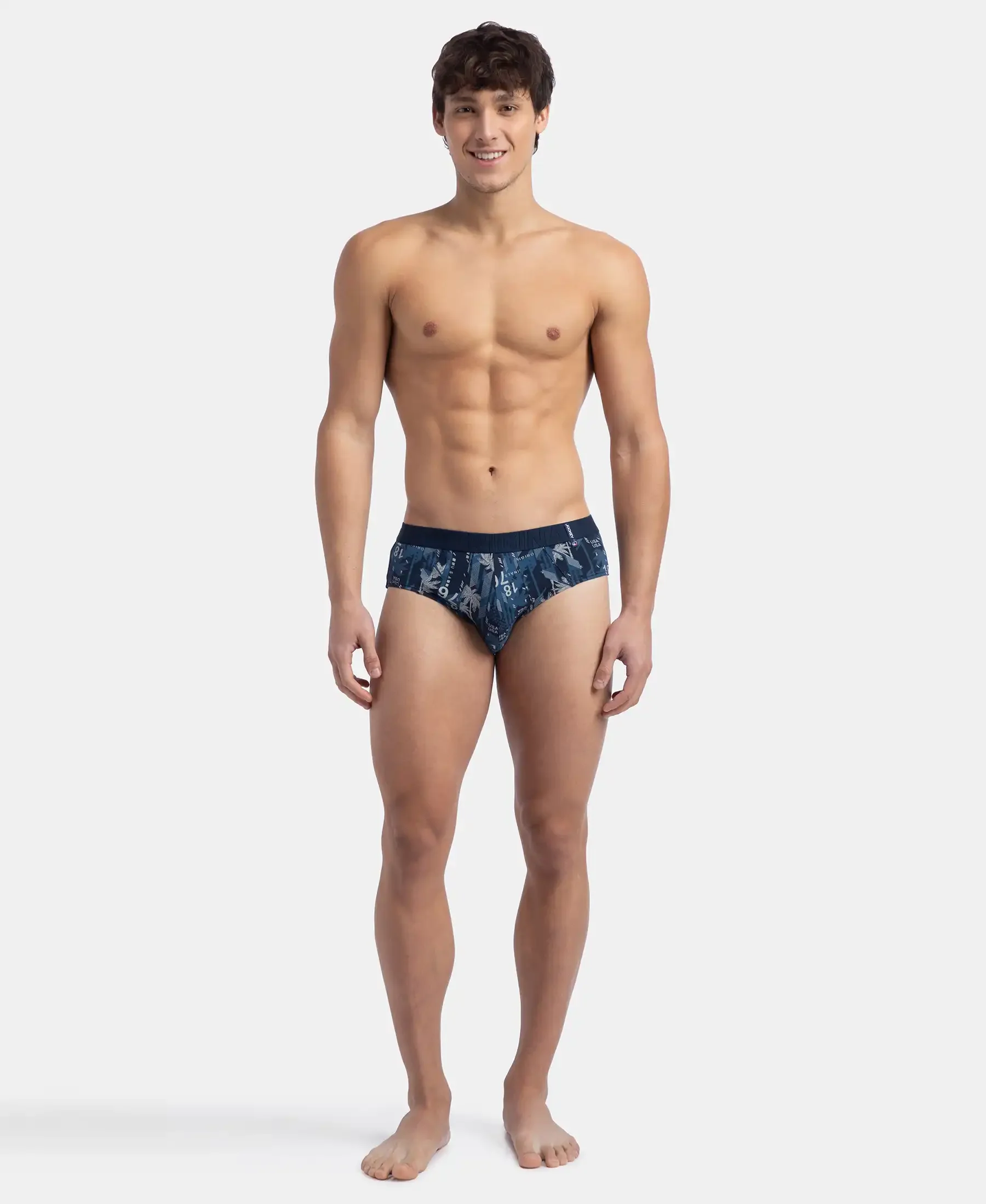Super Combed Cotton Printed Brief with Ultrasoft Waistband - Navy & Nickle (Pack of 2) - Image 9