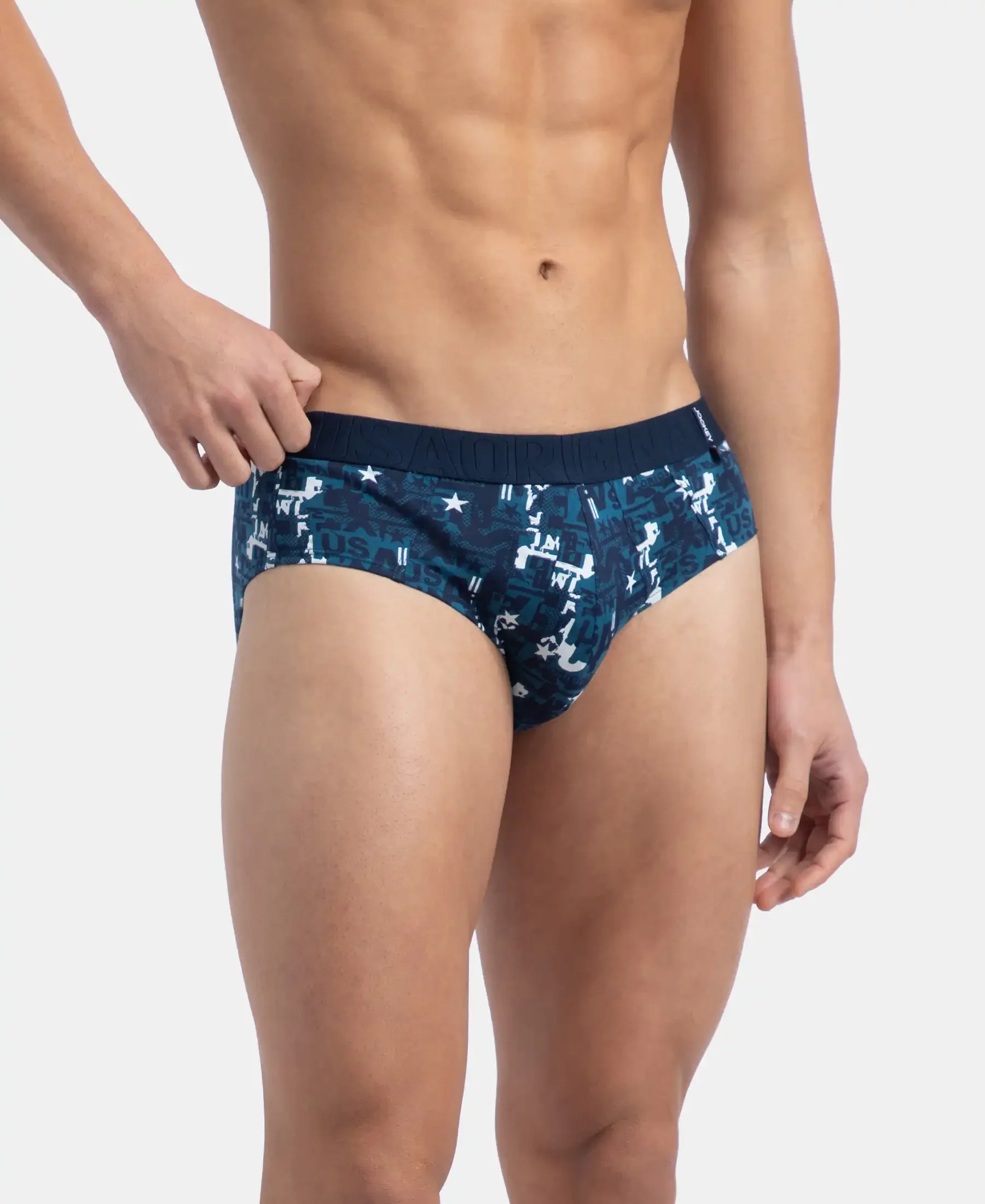 Super Combed Cotton Printed Brief with Ultrasoft Waistband - Navy & Seaport Teal (Pack of 2) - Image 6