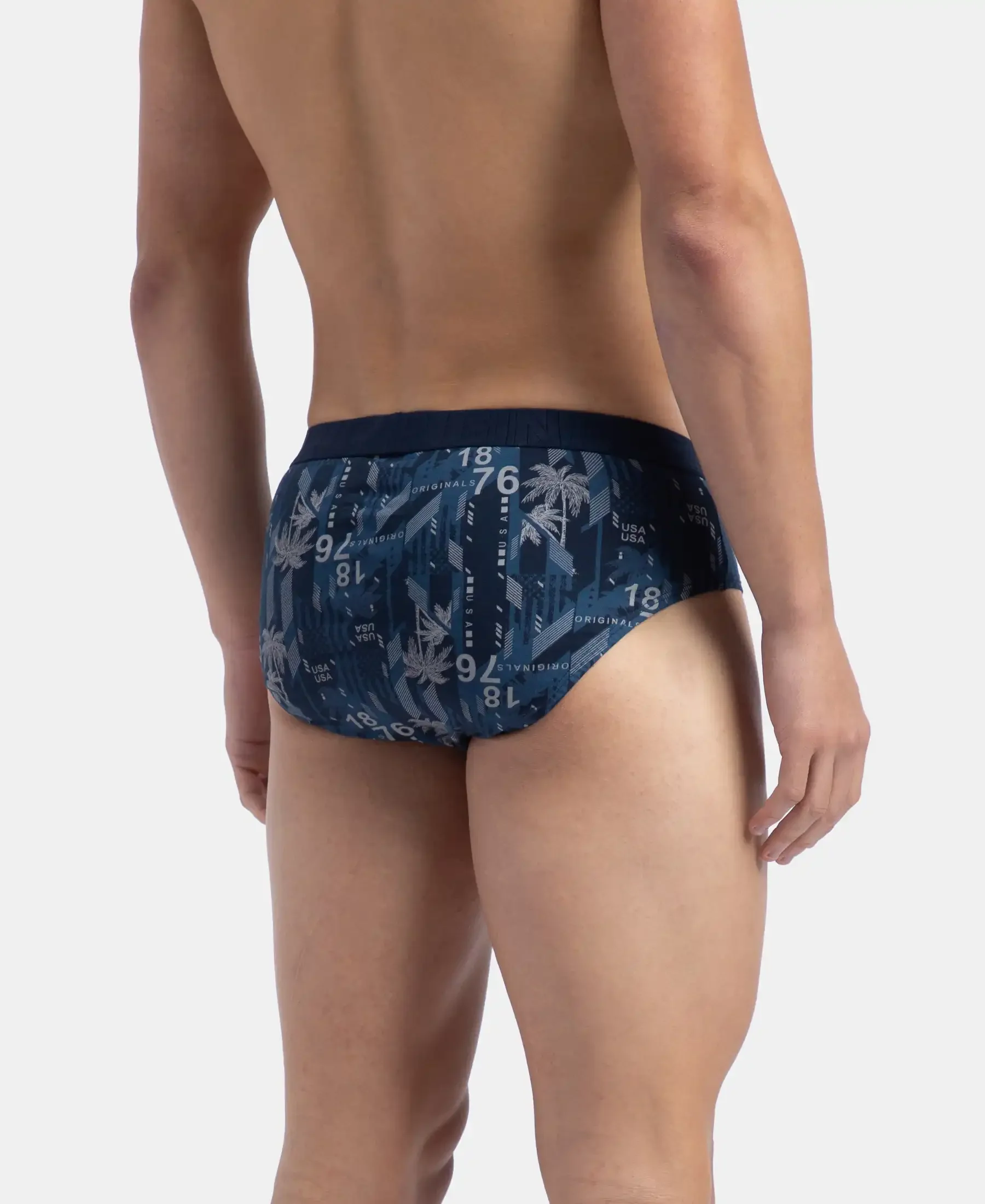 Super Combed Cotton Printed Brief with Ultrasoft Waistband - Navy & Seaport Teal (Pack of 2) - Image 7